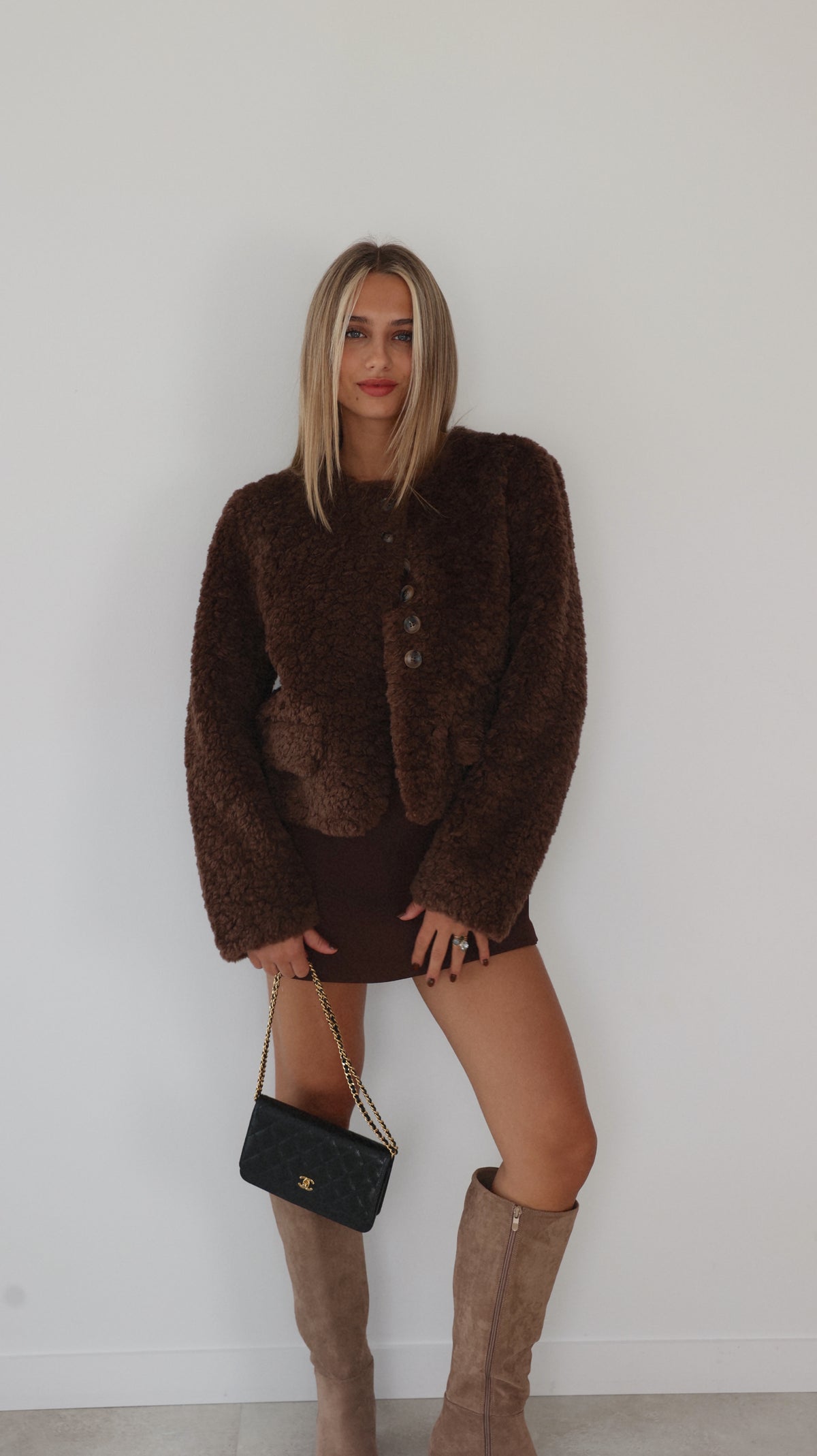 VESTE MIRELLE COL ROND - CHOCO