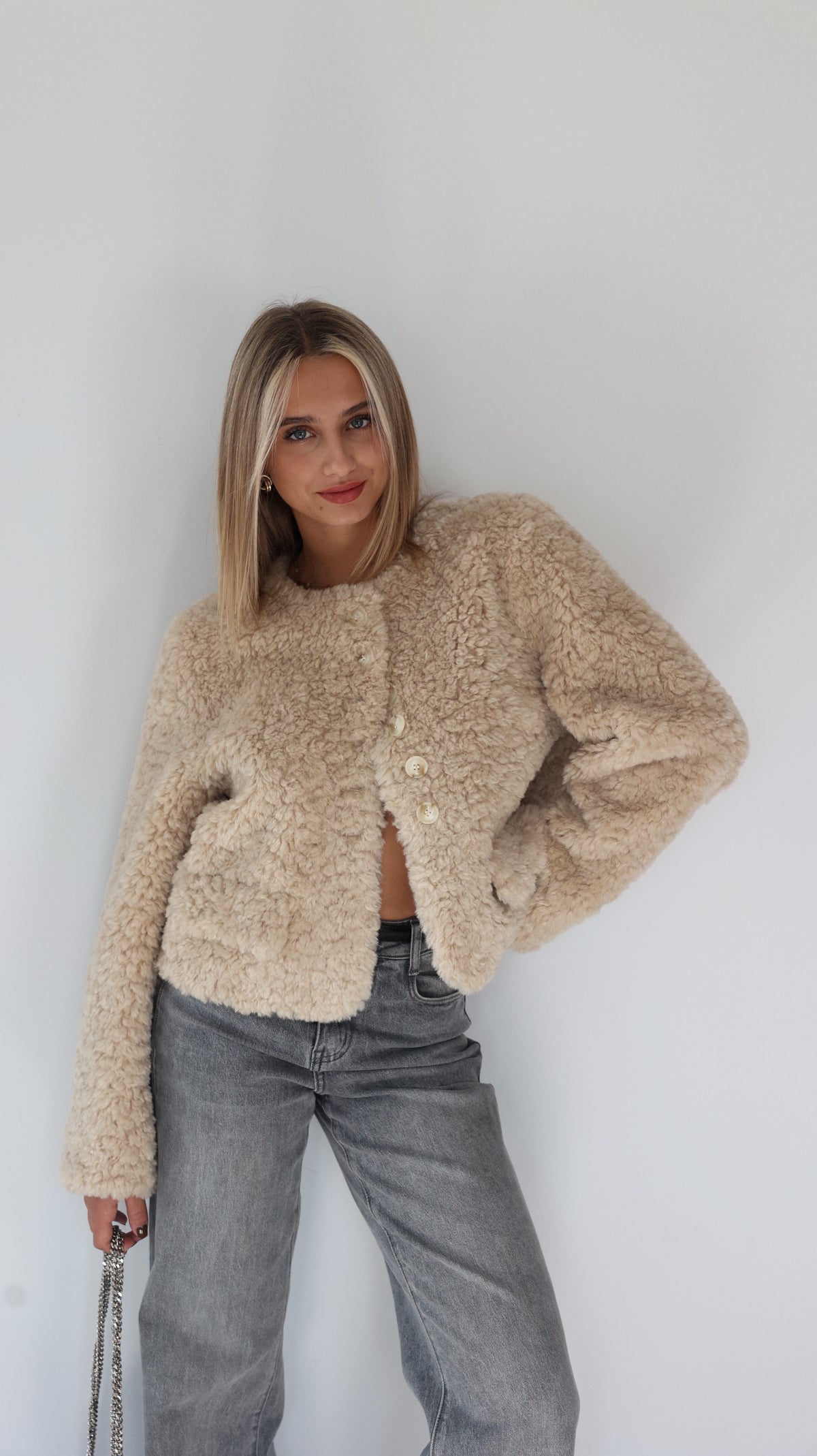 VESTE MIRELLE COL ROND - BEIGE