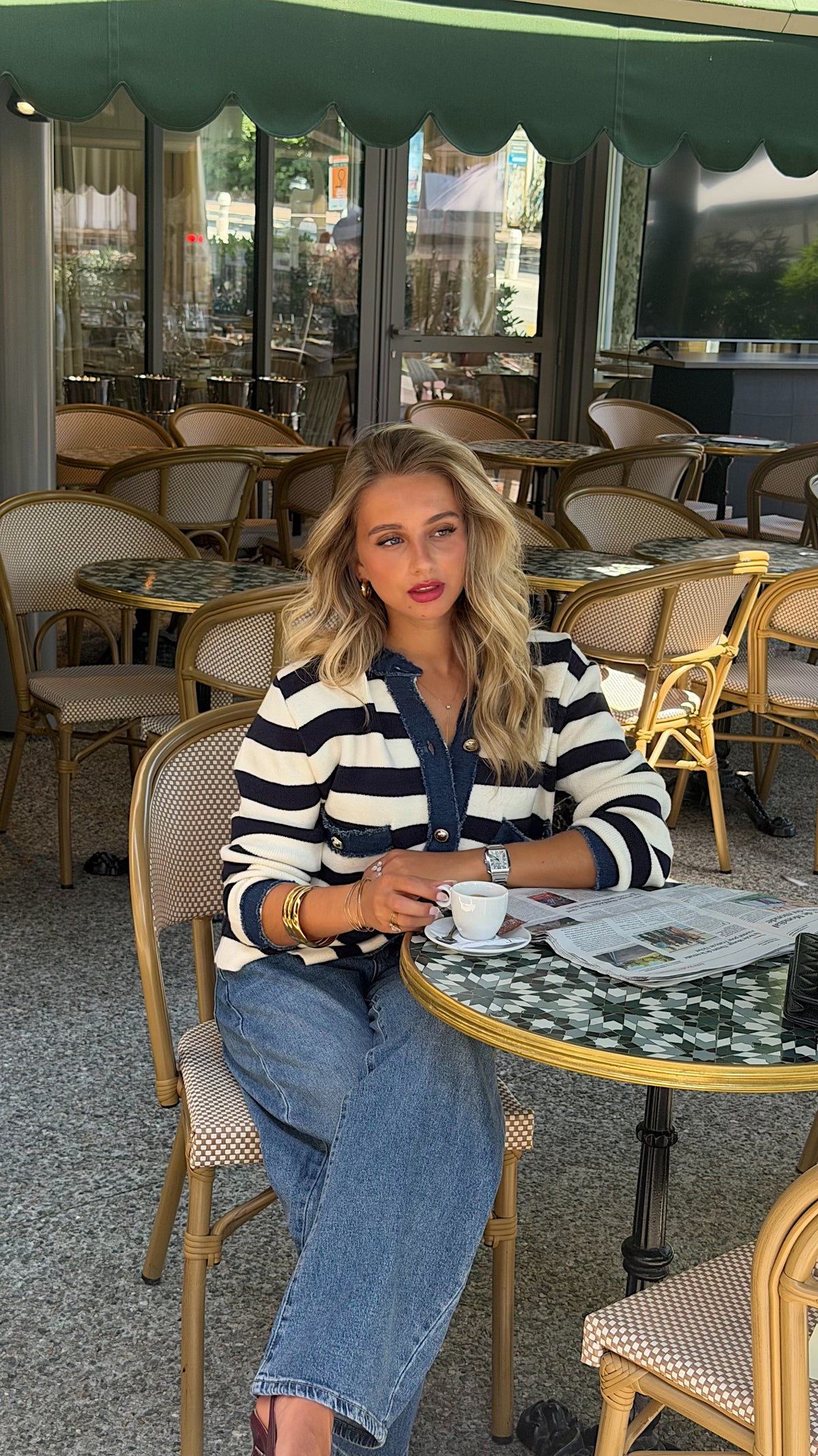 GILET SYLVIA - MARINE ET ECRU