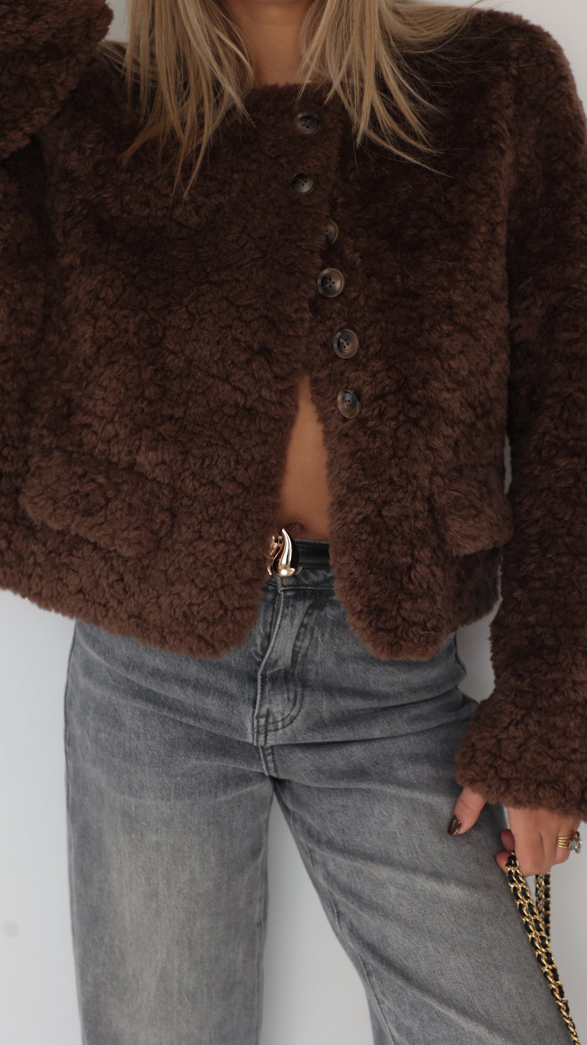 VESTE MIRELLE COL ROND - CHOCO