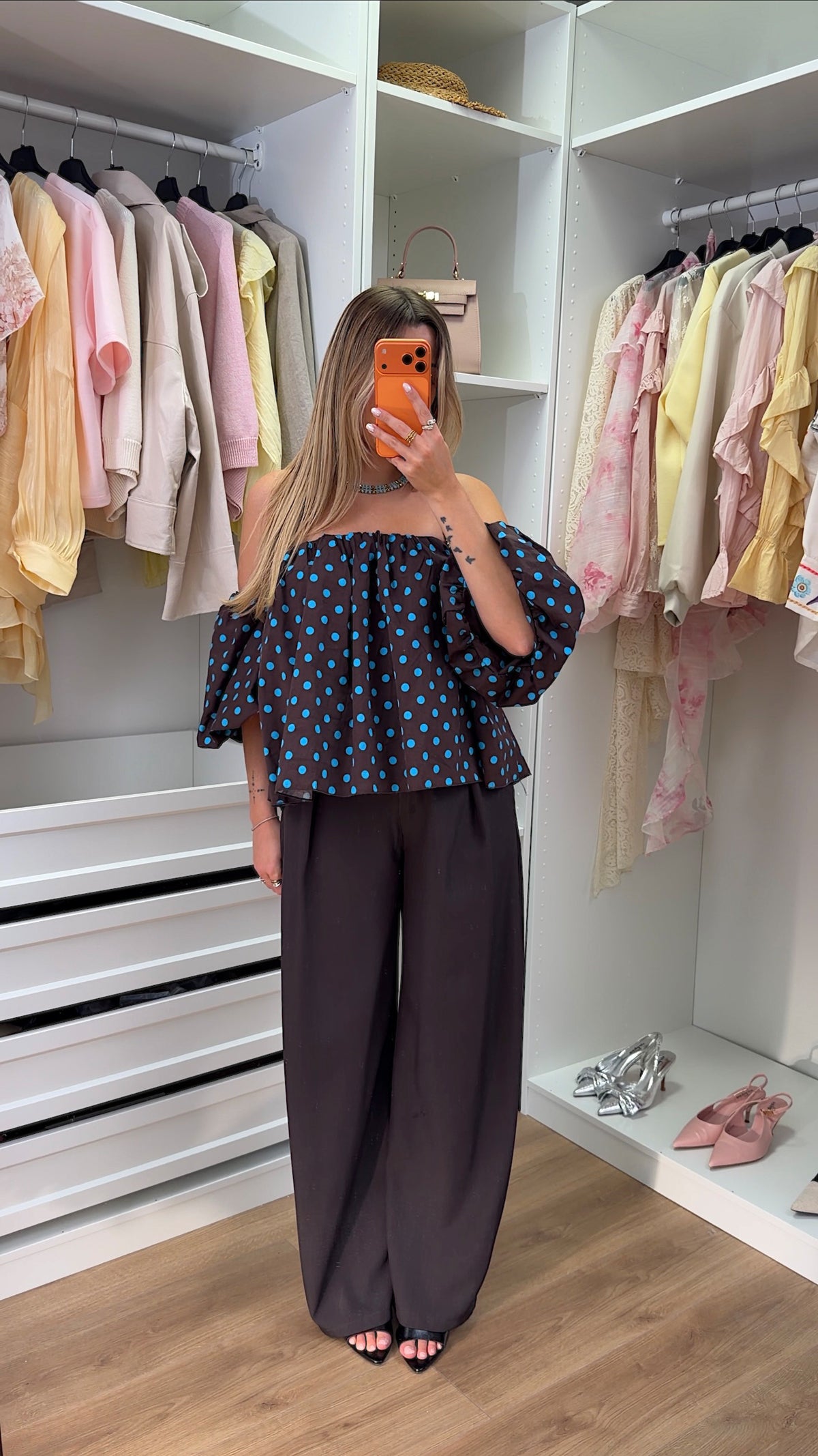 BLUSA DOMI LUNARES - CHOCO