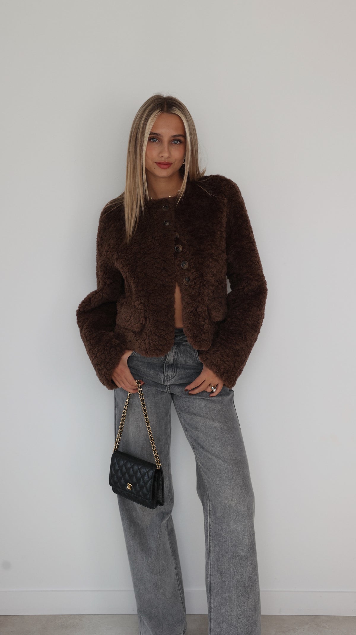 VESTE MIRELLE COL ROND - CHOCO