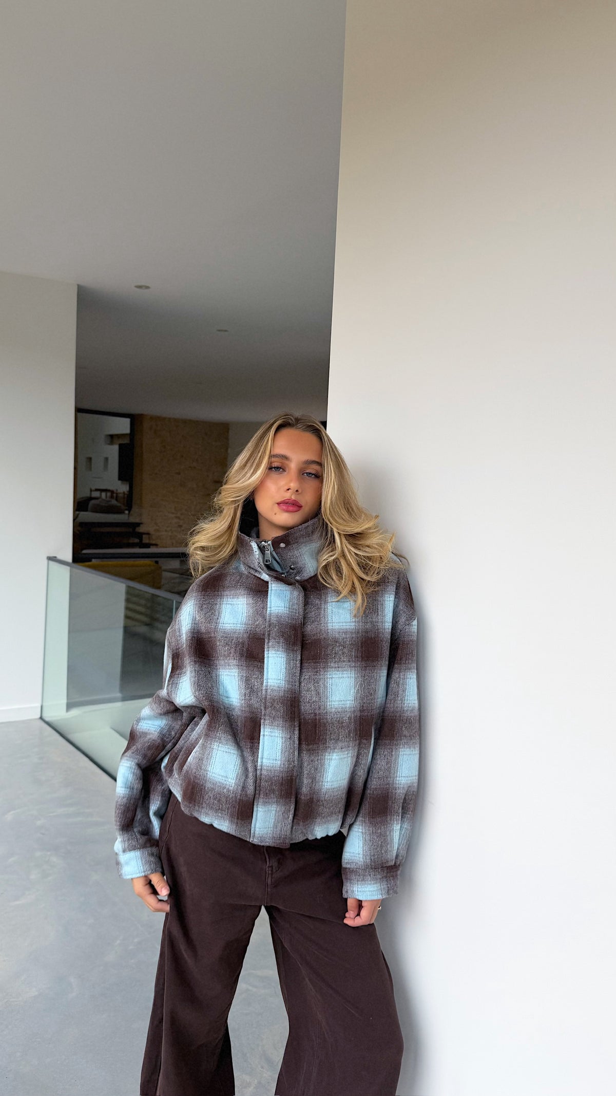 MANTEAU AMELIA - MARRON ET BLEU