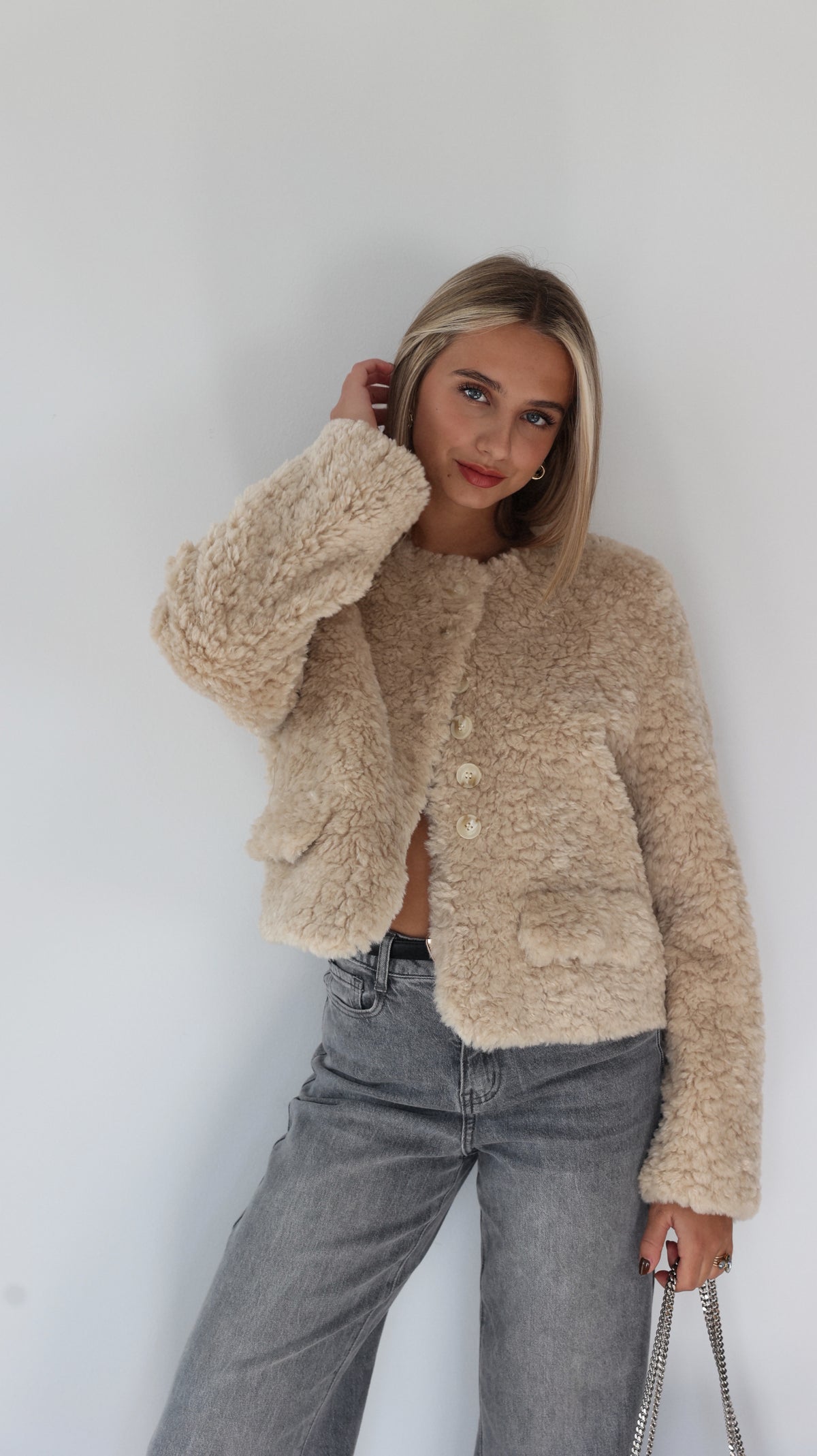 VESTE MIRELLE COL ROND - BEIGE