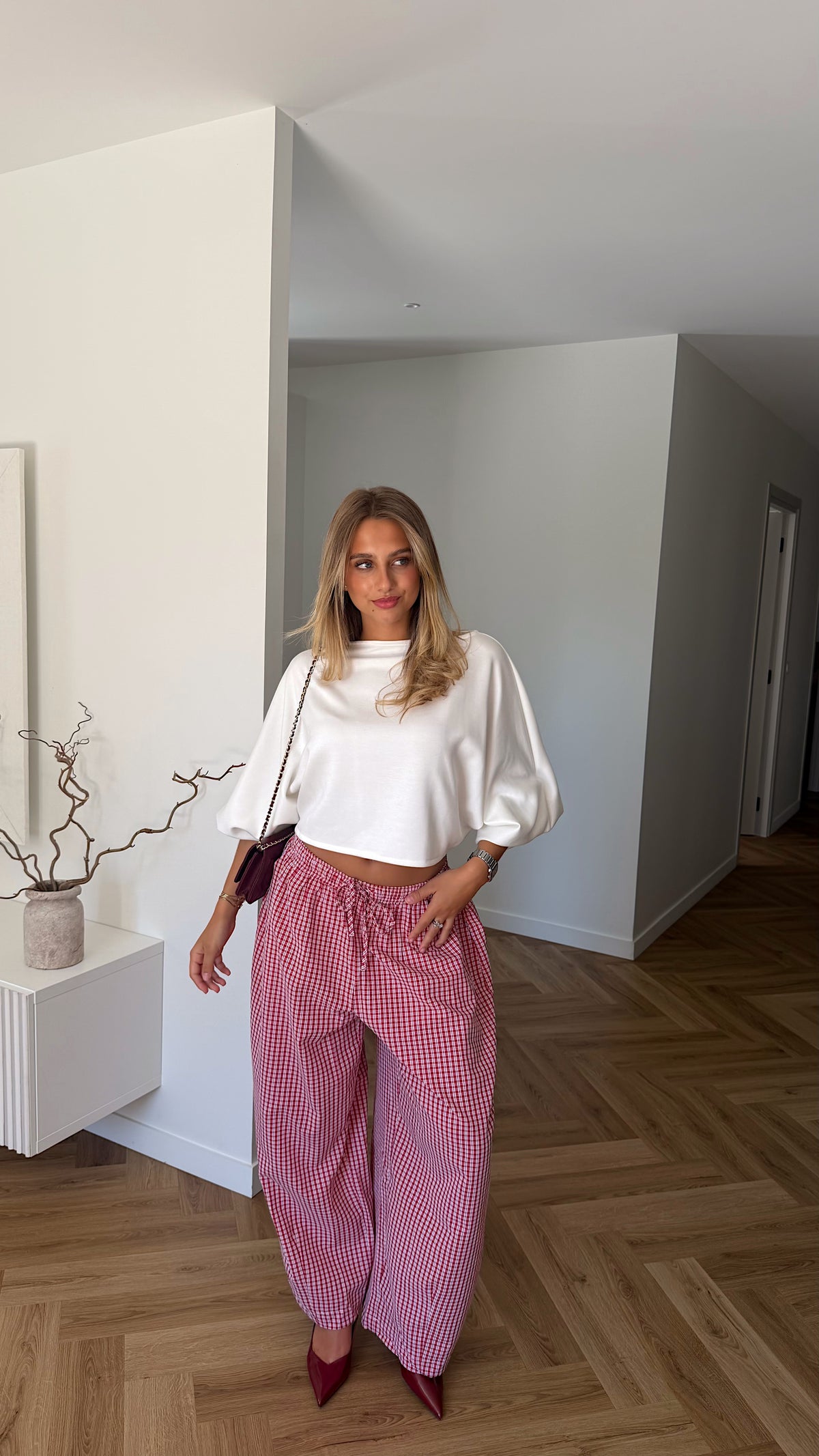 PANTALON VICHY - ROUGE
