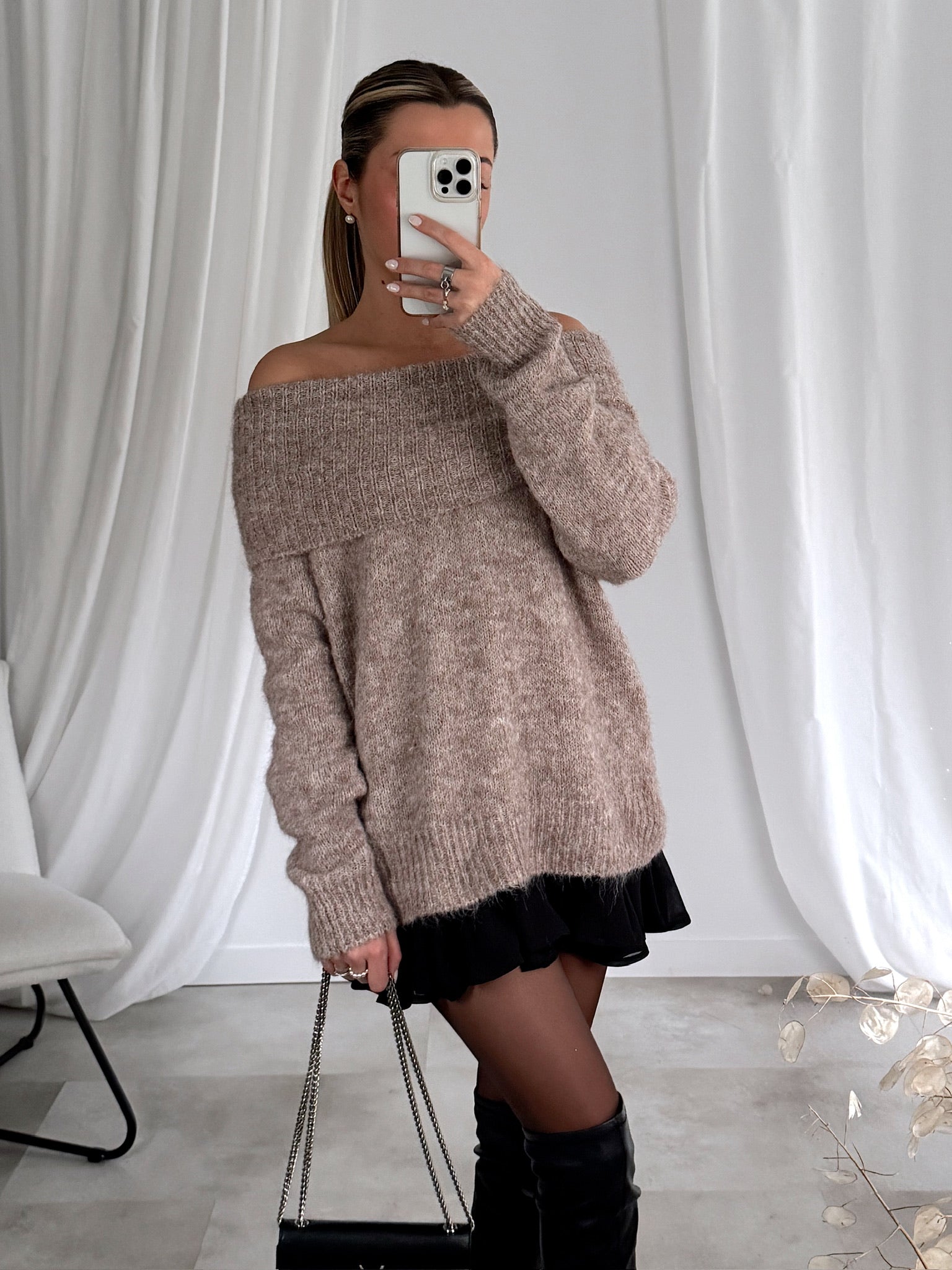 PULL DELPHINE - TAUPE