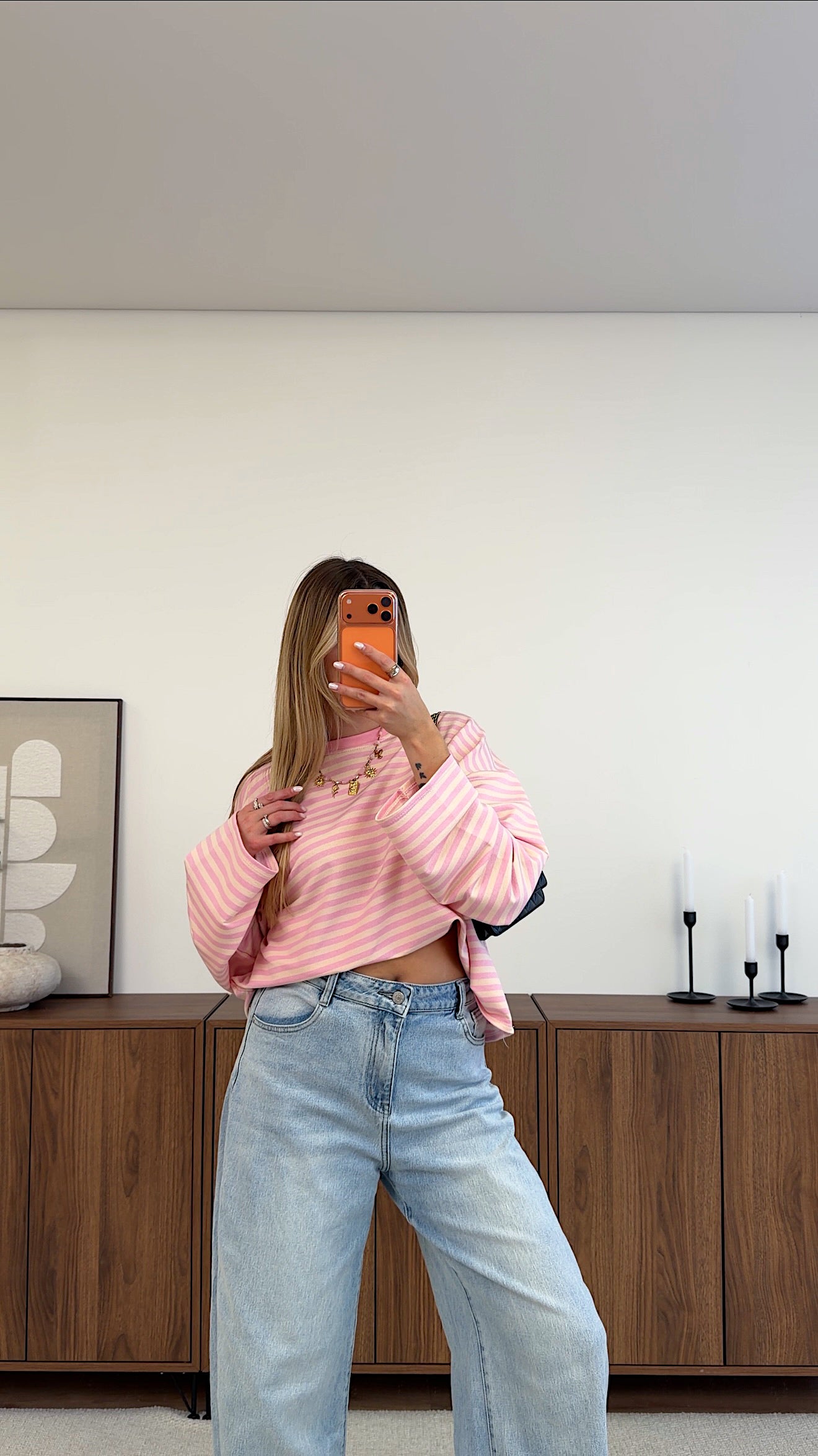 TOP MARINA - ROSE ET ECRU