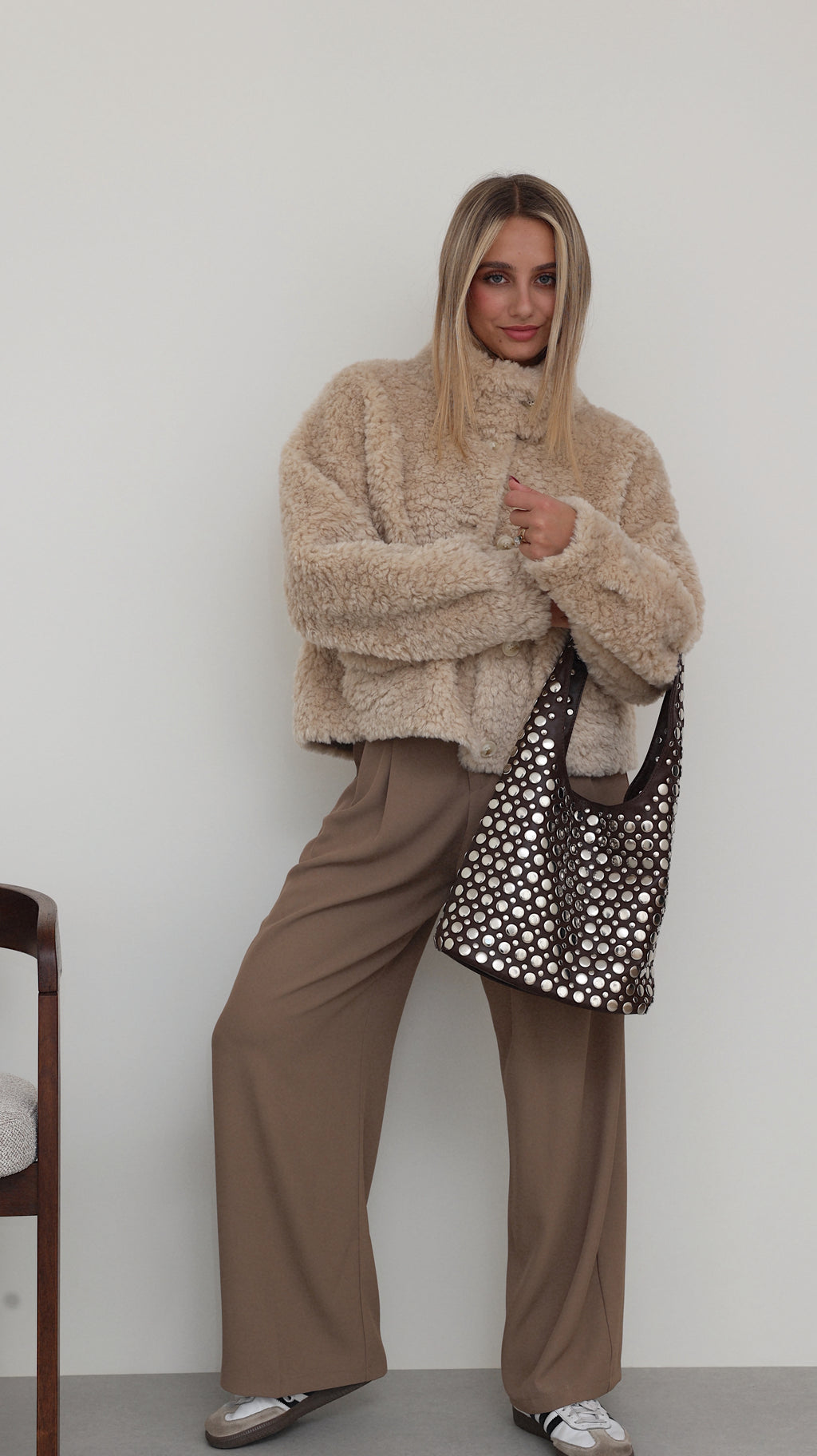 MIRELLE JACKET WITH HIGH COLLAR - BEIGE