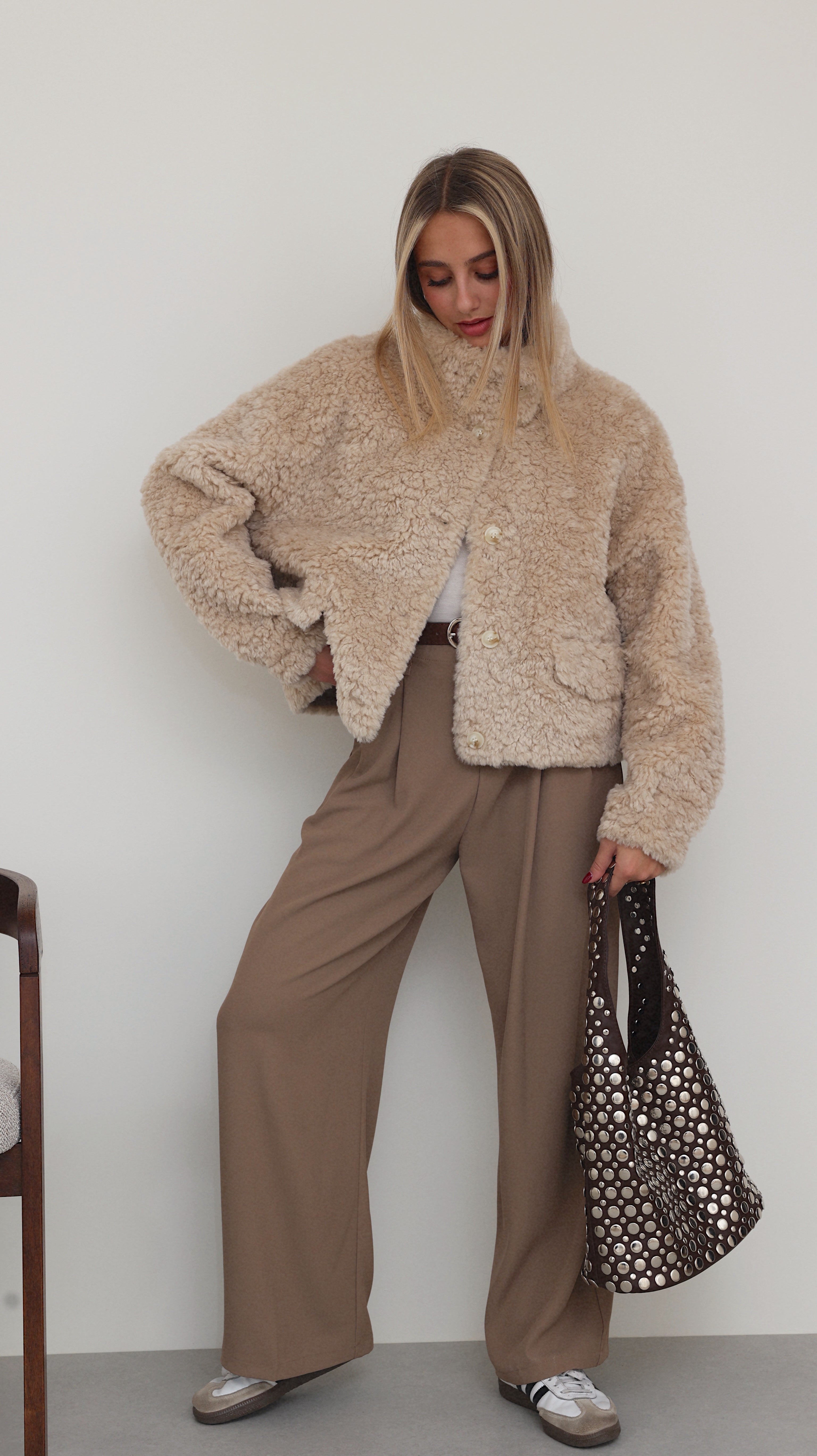 MIRELLE JACKET WITH HIGH COLLAR - BEIGE