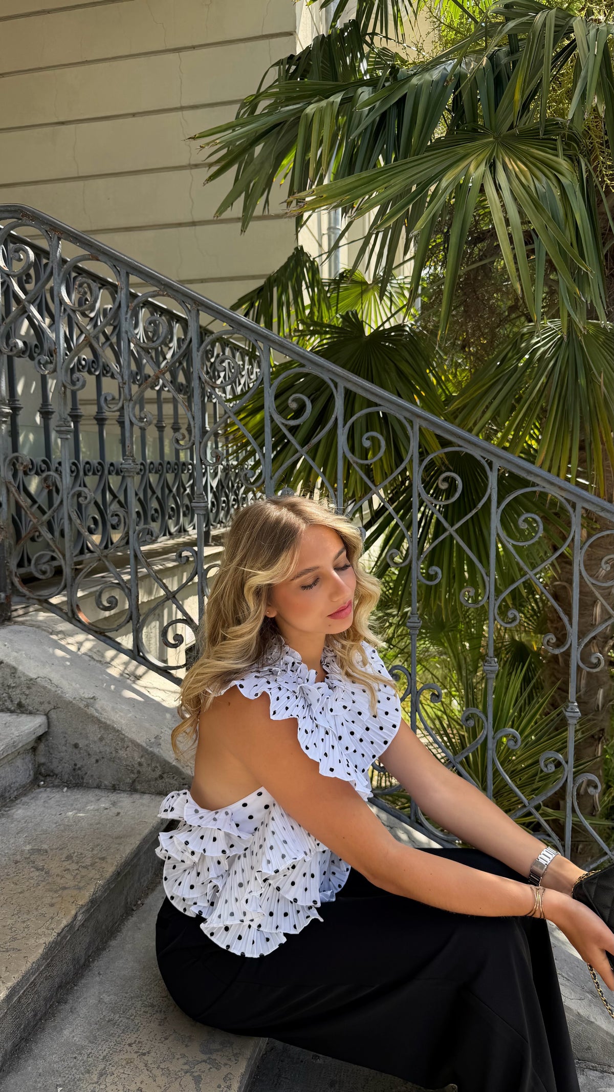 TOP BEA - WHITE BLACK POLKA DOT