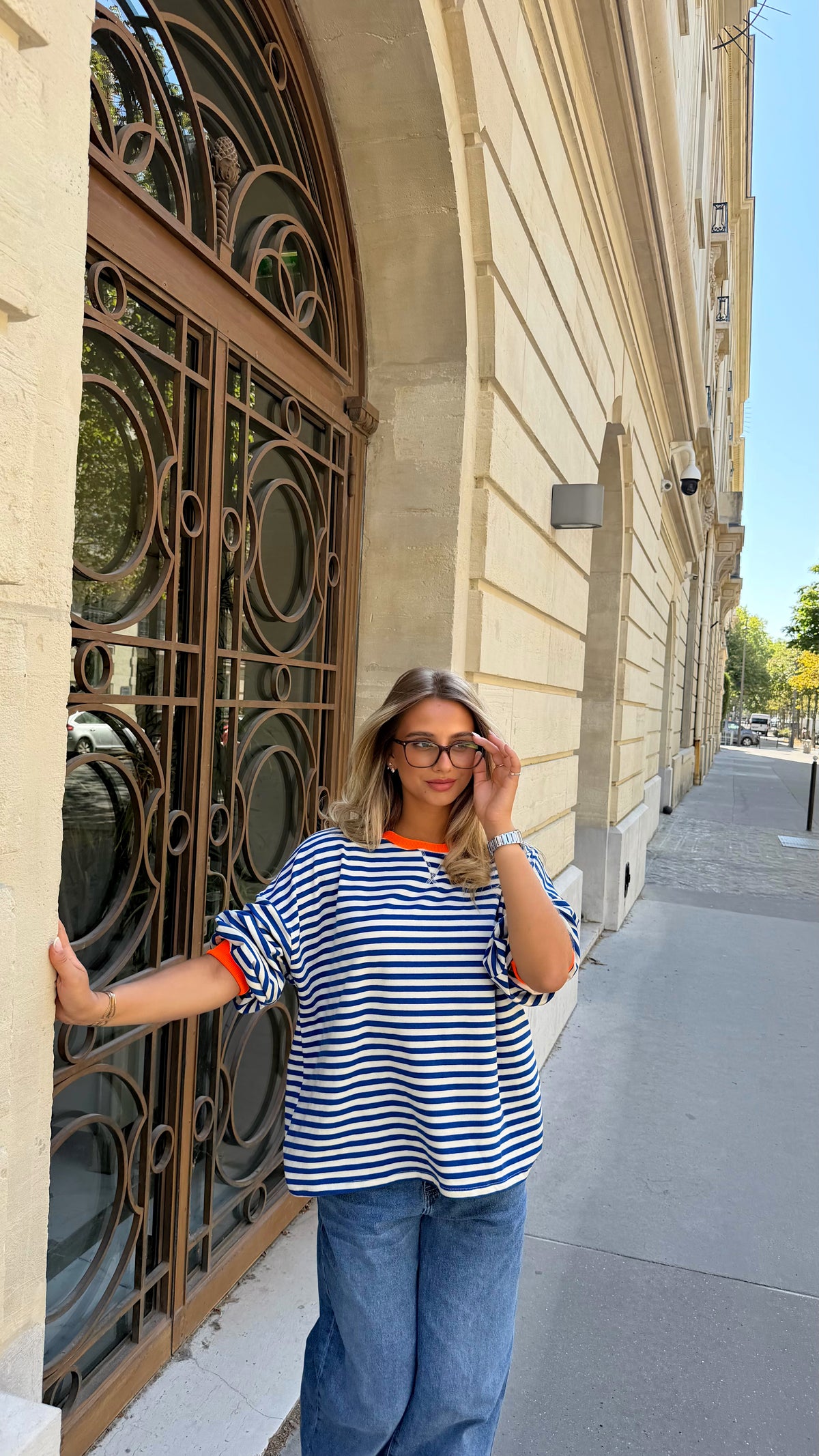 TOP CHARLINE - BLEU/ORANGE