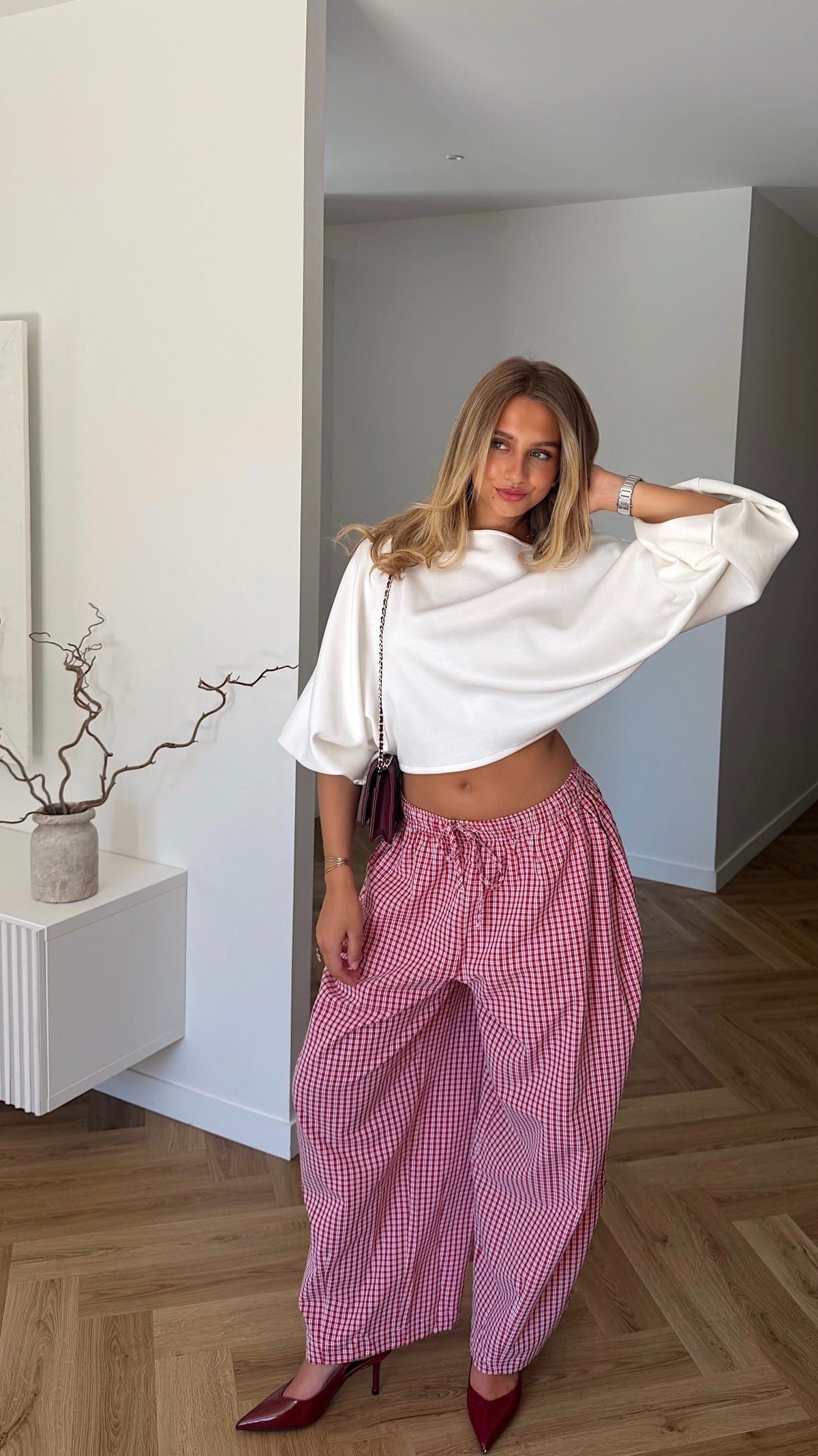 PANTALON VICHY - ROUGE