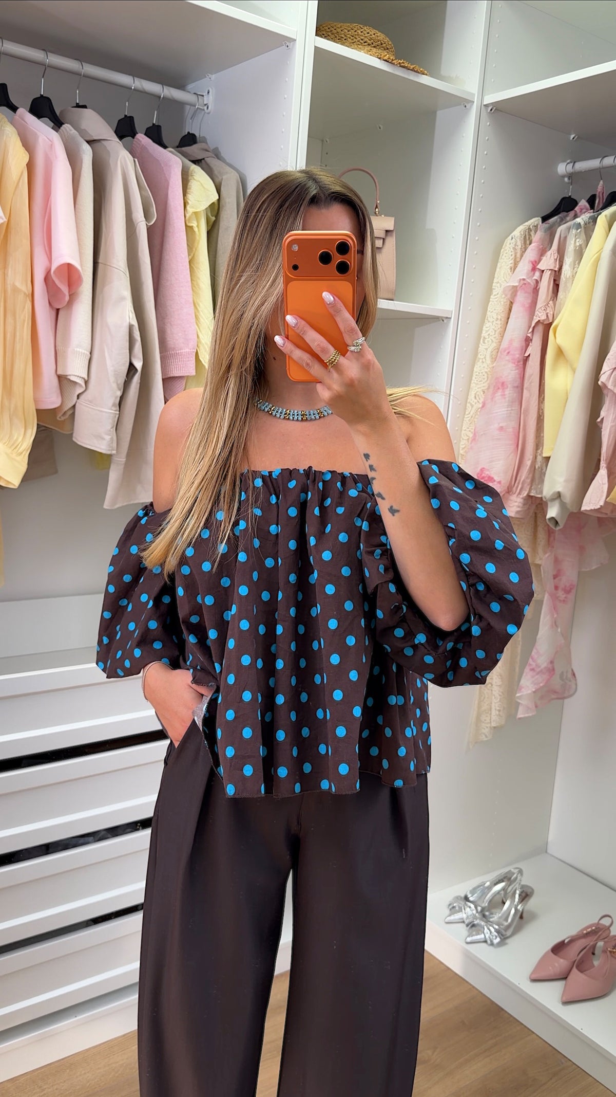 BLUSA DOMI LUNARES - CHOCO