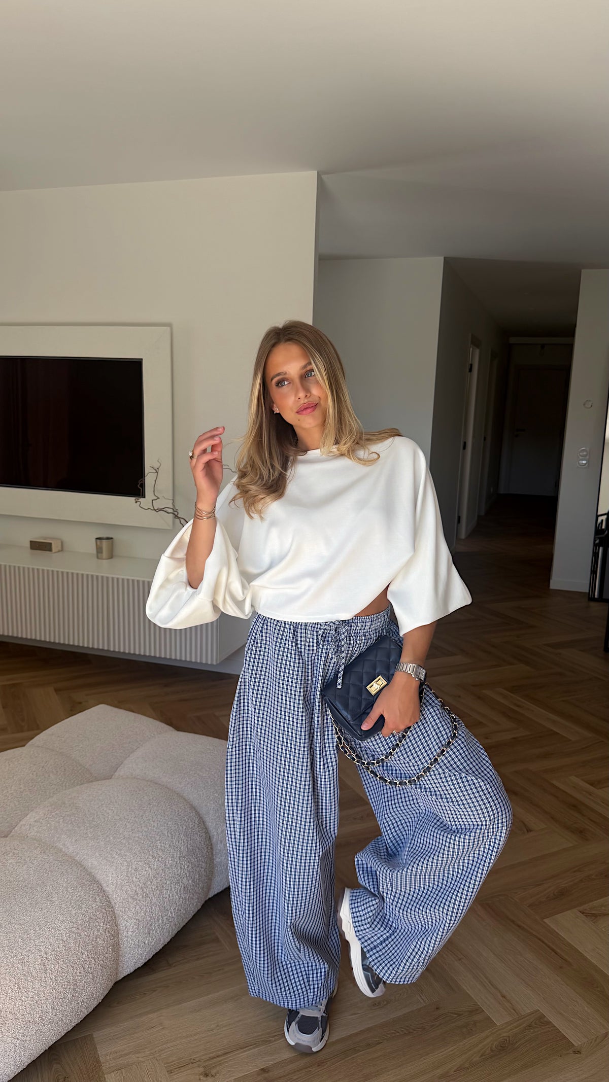 PANTALON VICHY - BLEU