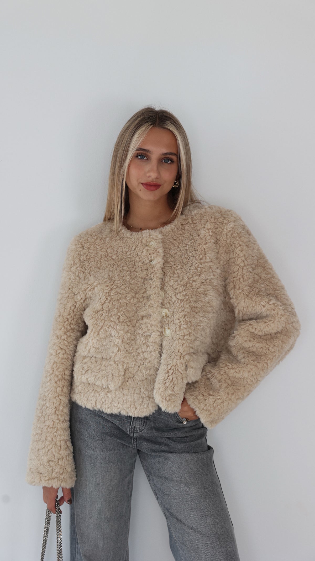 VESTE MIRELLE COL ROND - BEIGE