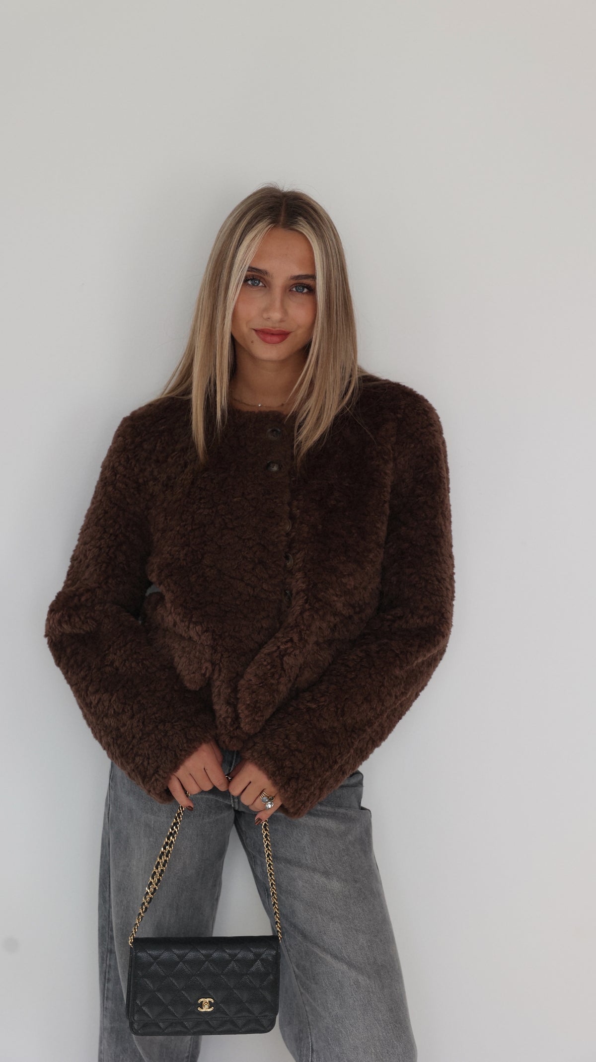 VESTE MIRELLE COL ROND - CHOCO