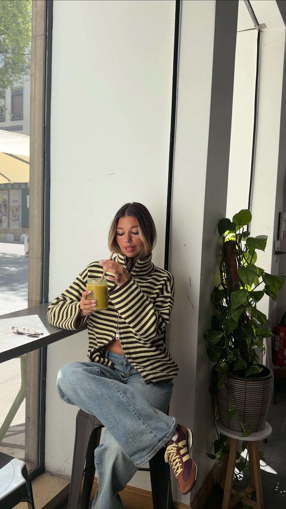 GILET IRENE - JAUNE ET CHOCO