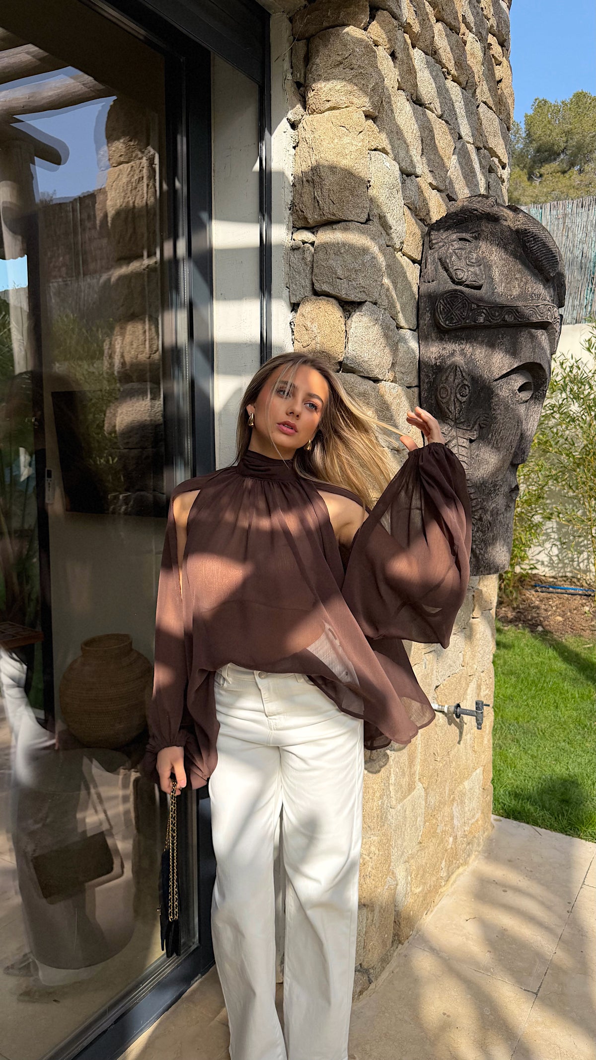 CARLA BLOUSE - CHOCOLATE