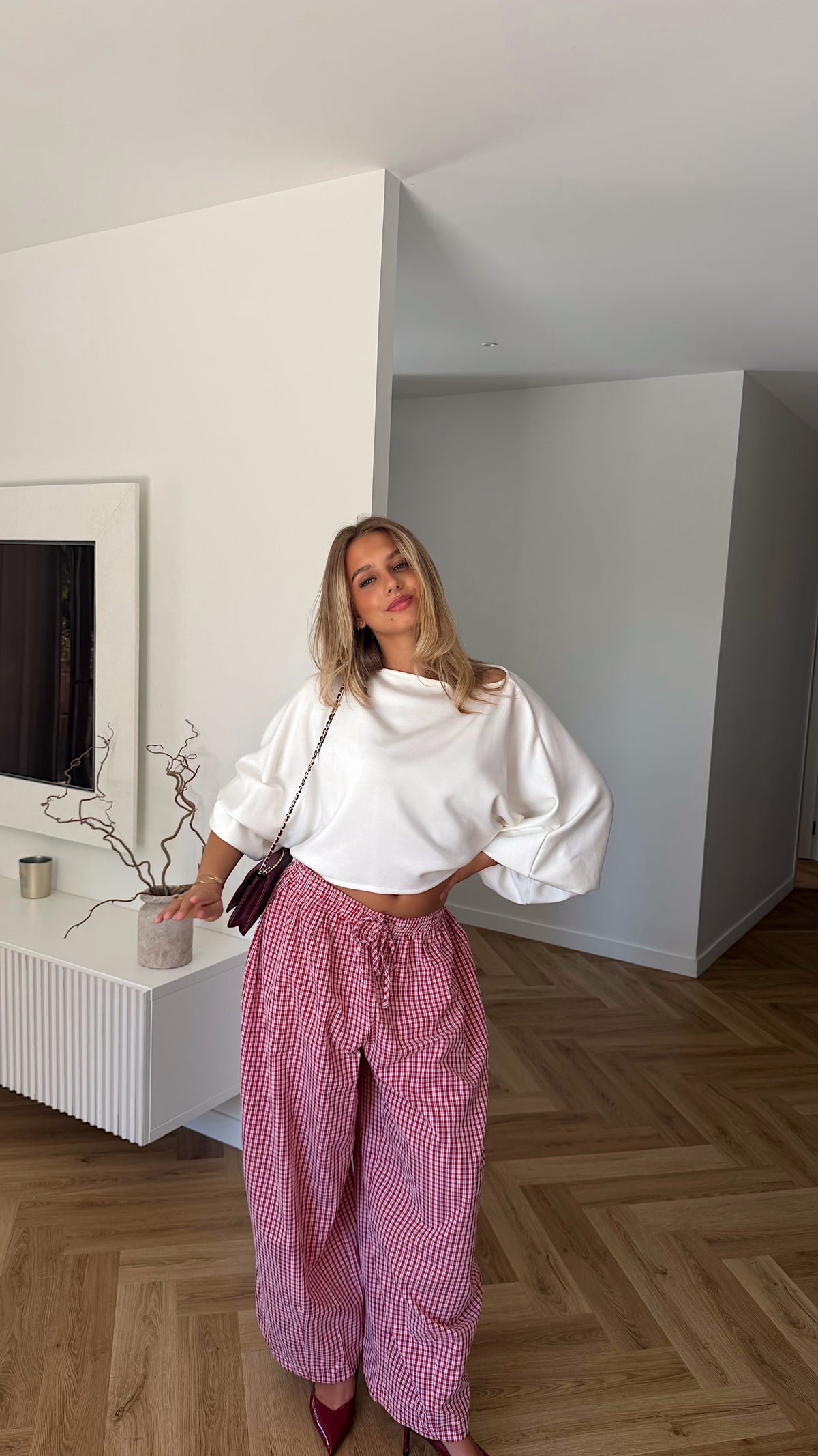 PANTALON VICHY - ROUGE