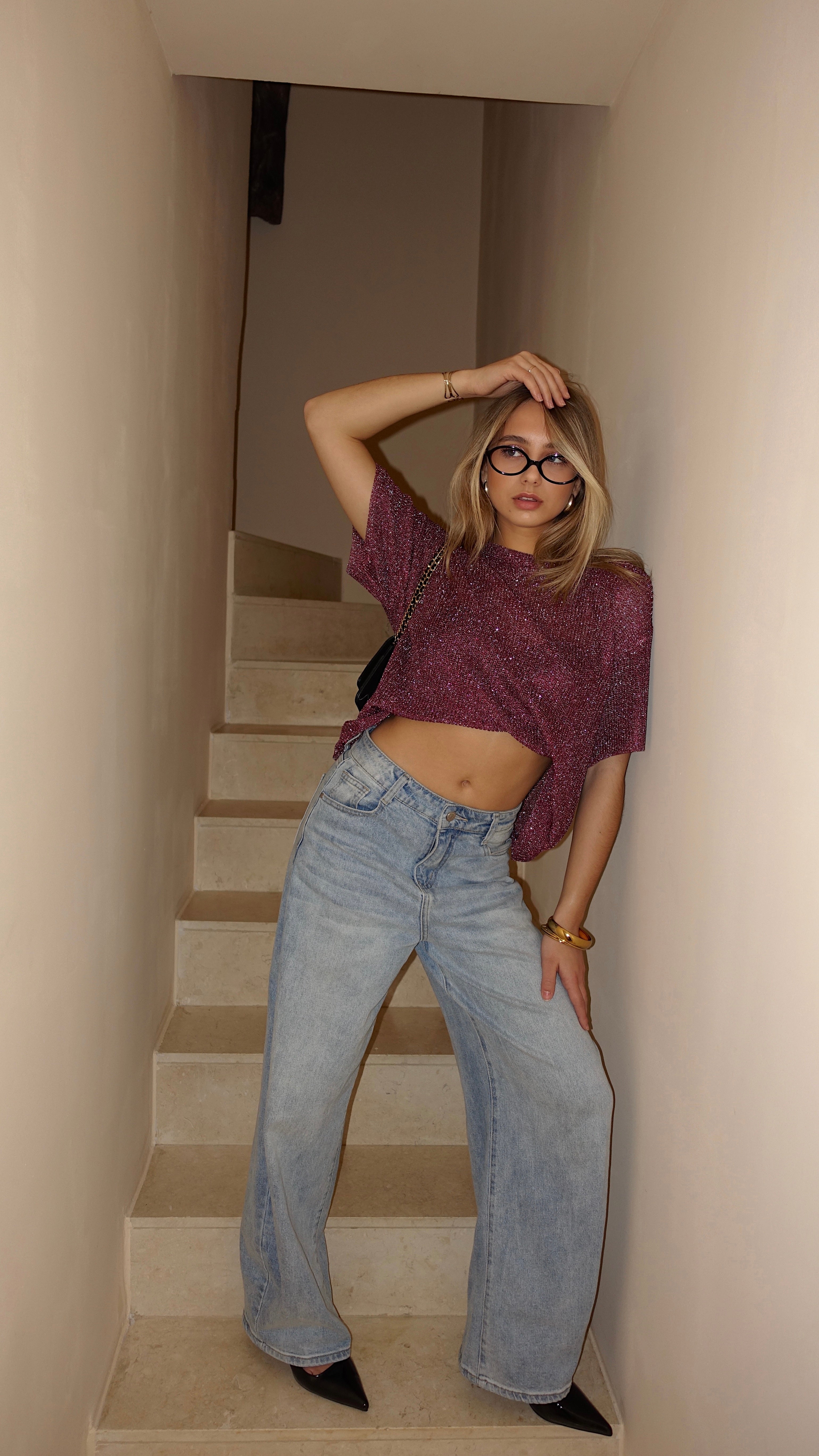 T SHIRT MAILLE LUMIE - VIOLET