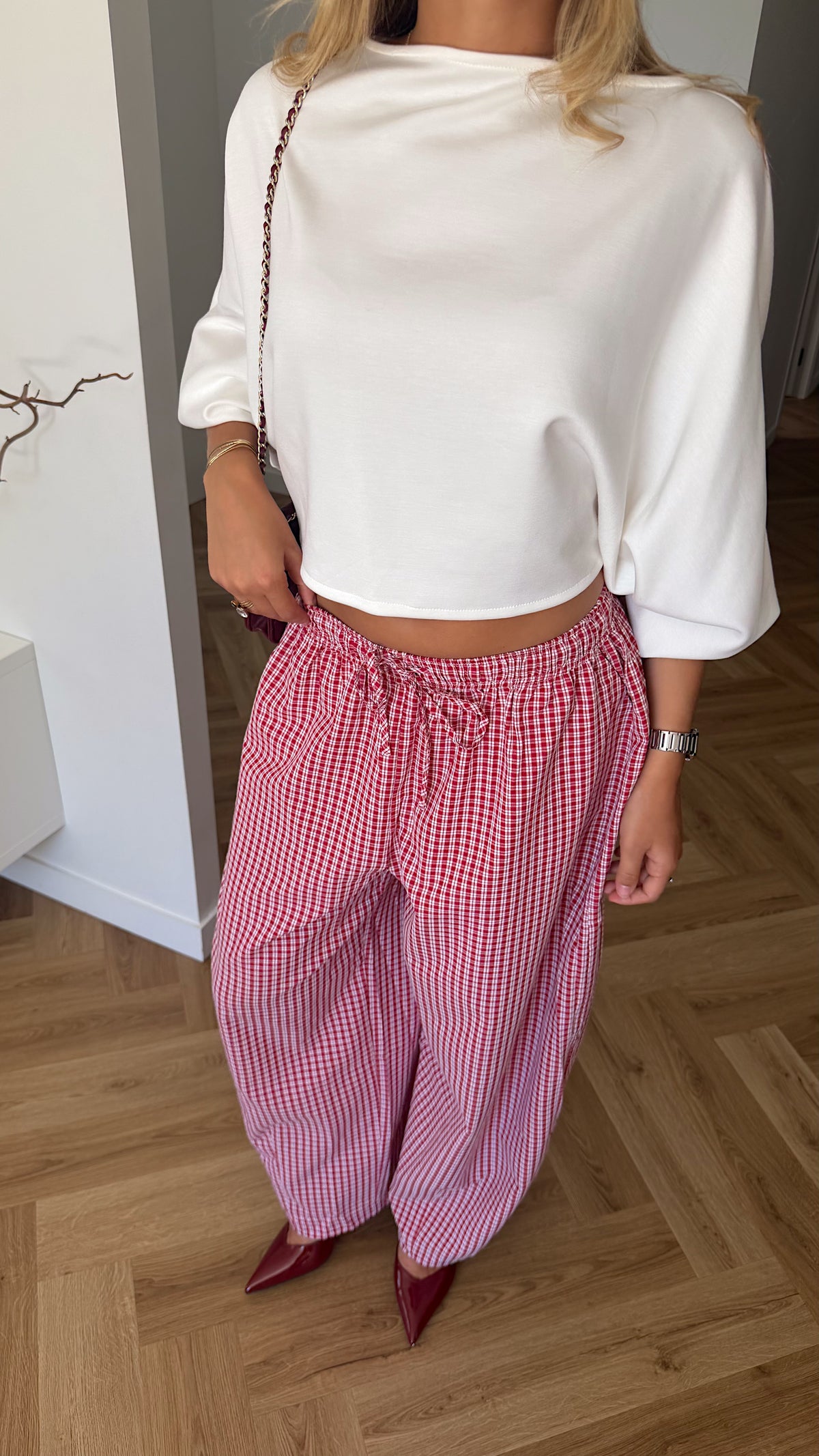 PANTALON VICHY - ROUGE