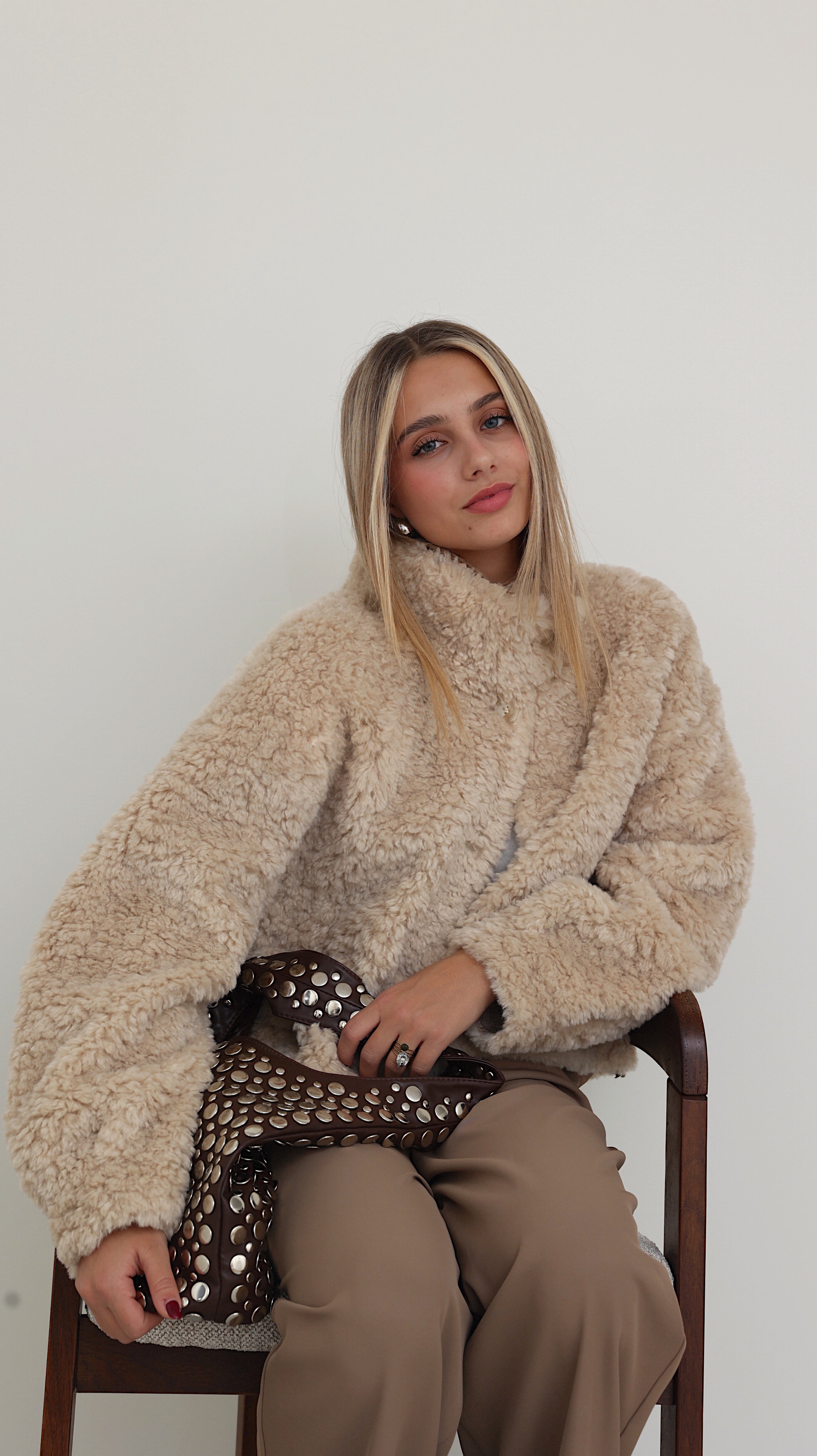 MIRELLE JACKET WITH HIGH COLLAR - BEIGE