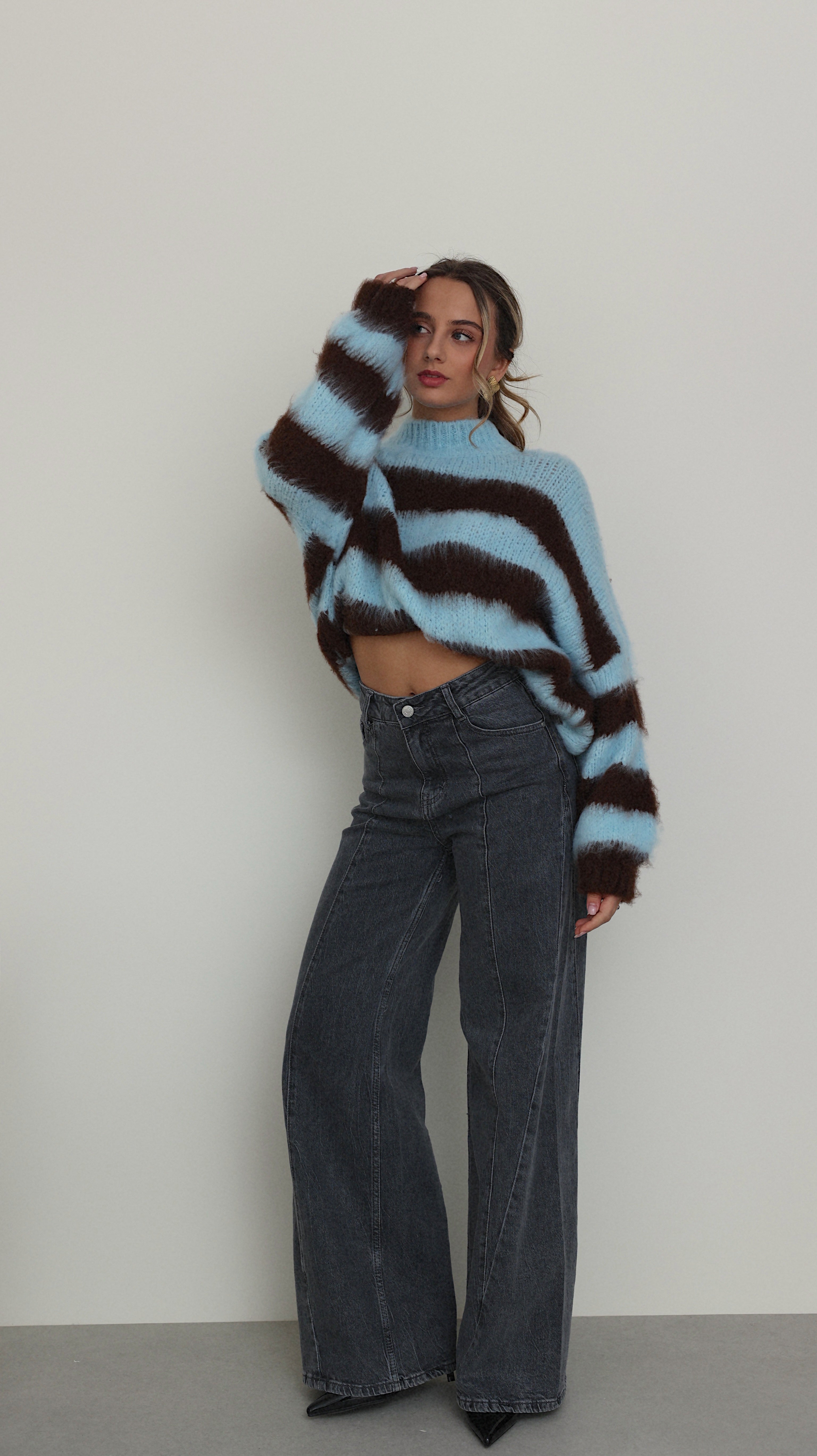 PULL AVA BLEU ET MARRON