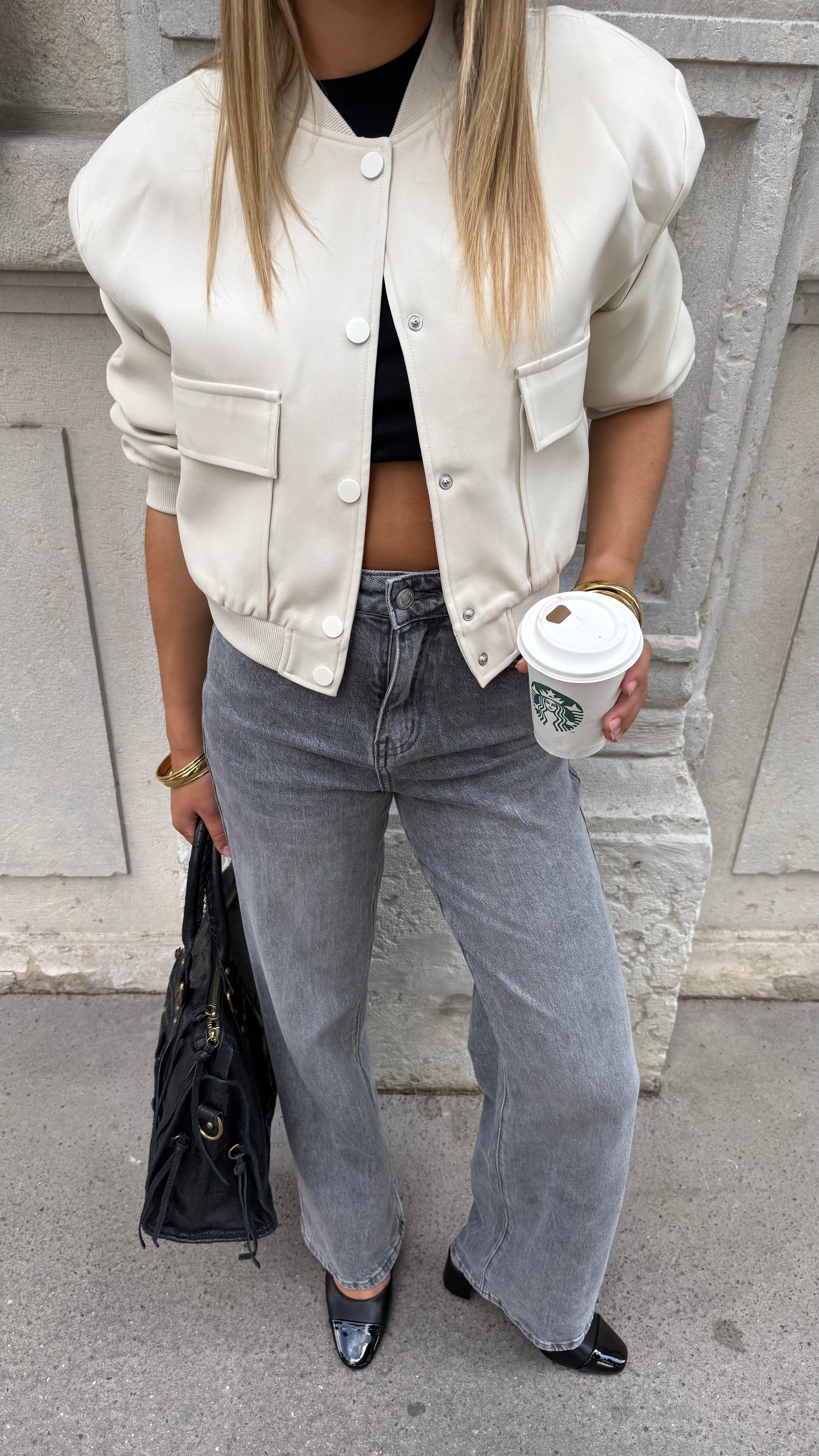 ALIZEE BOMBER JACKET - BEIGE