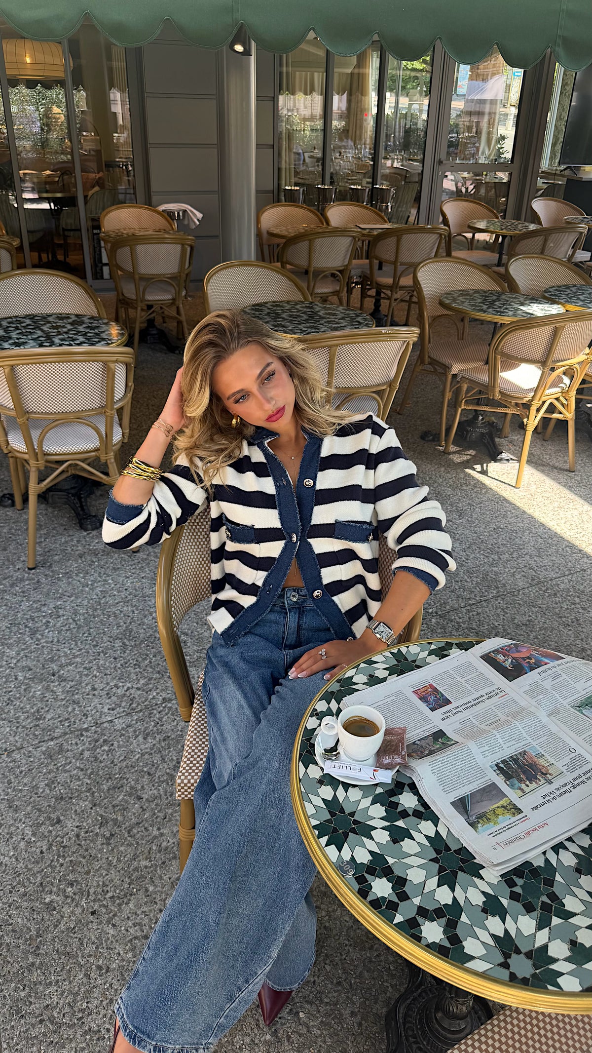 GILET SYLVIA - MARINE ET ECRU
