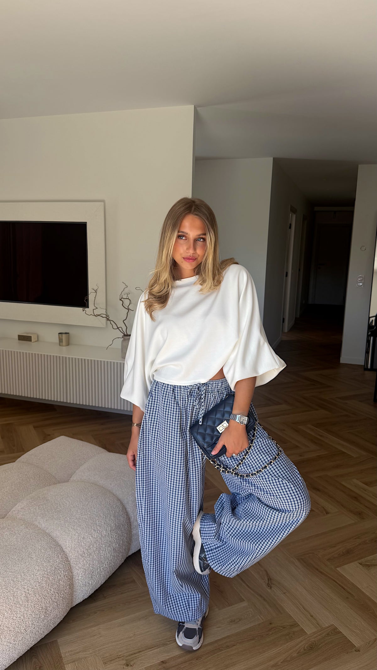 PANTALON VICHY - BLEU