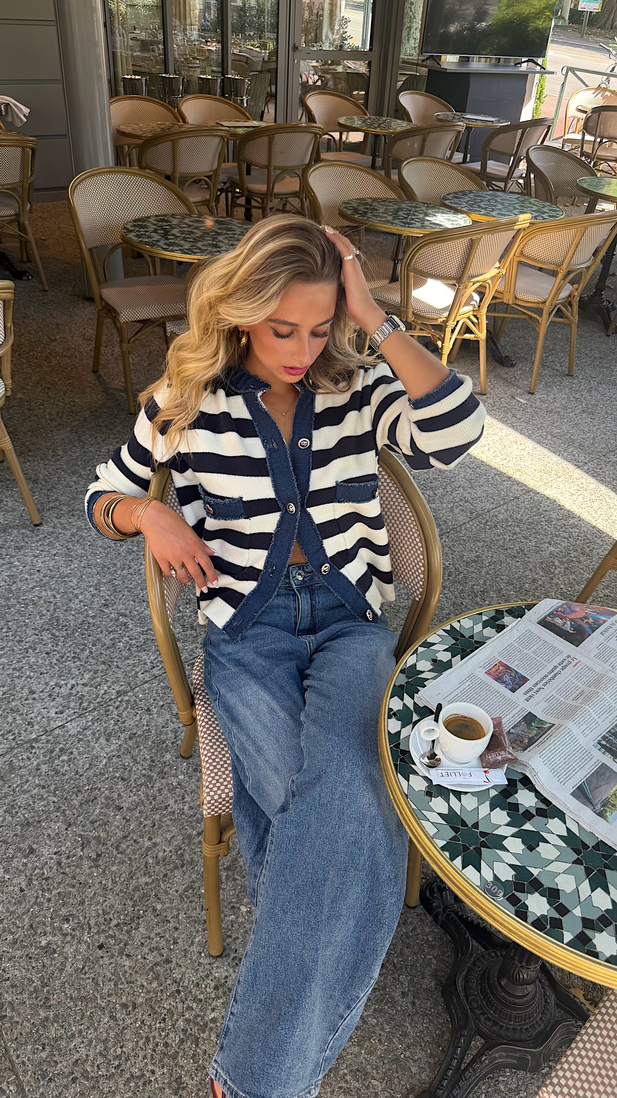 GILET SYLVIA - MARINE ET ECRU