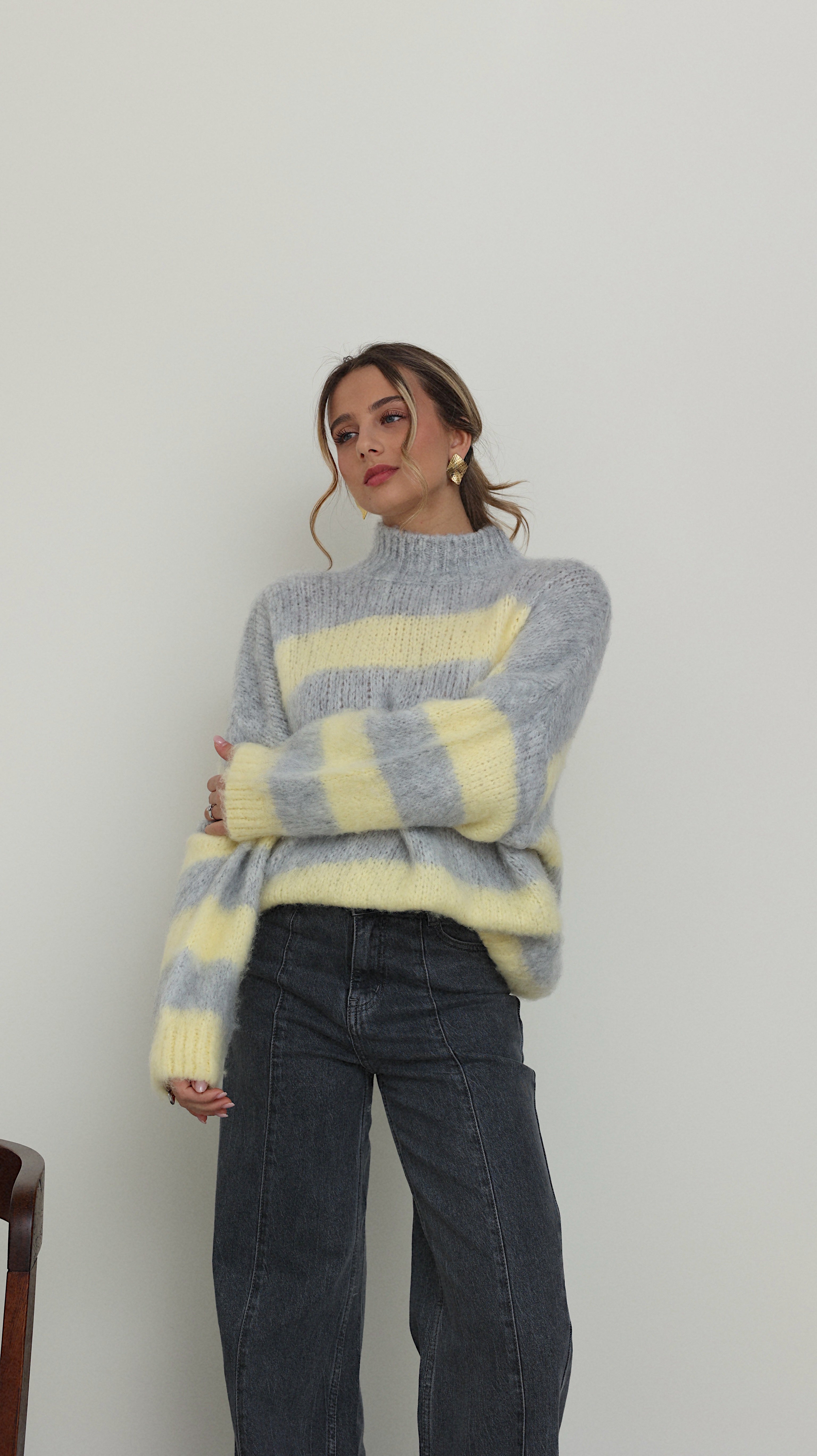 PULL AVA - JAUNE ET GRIS
