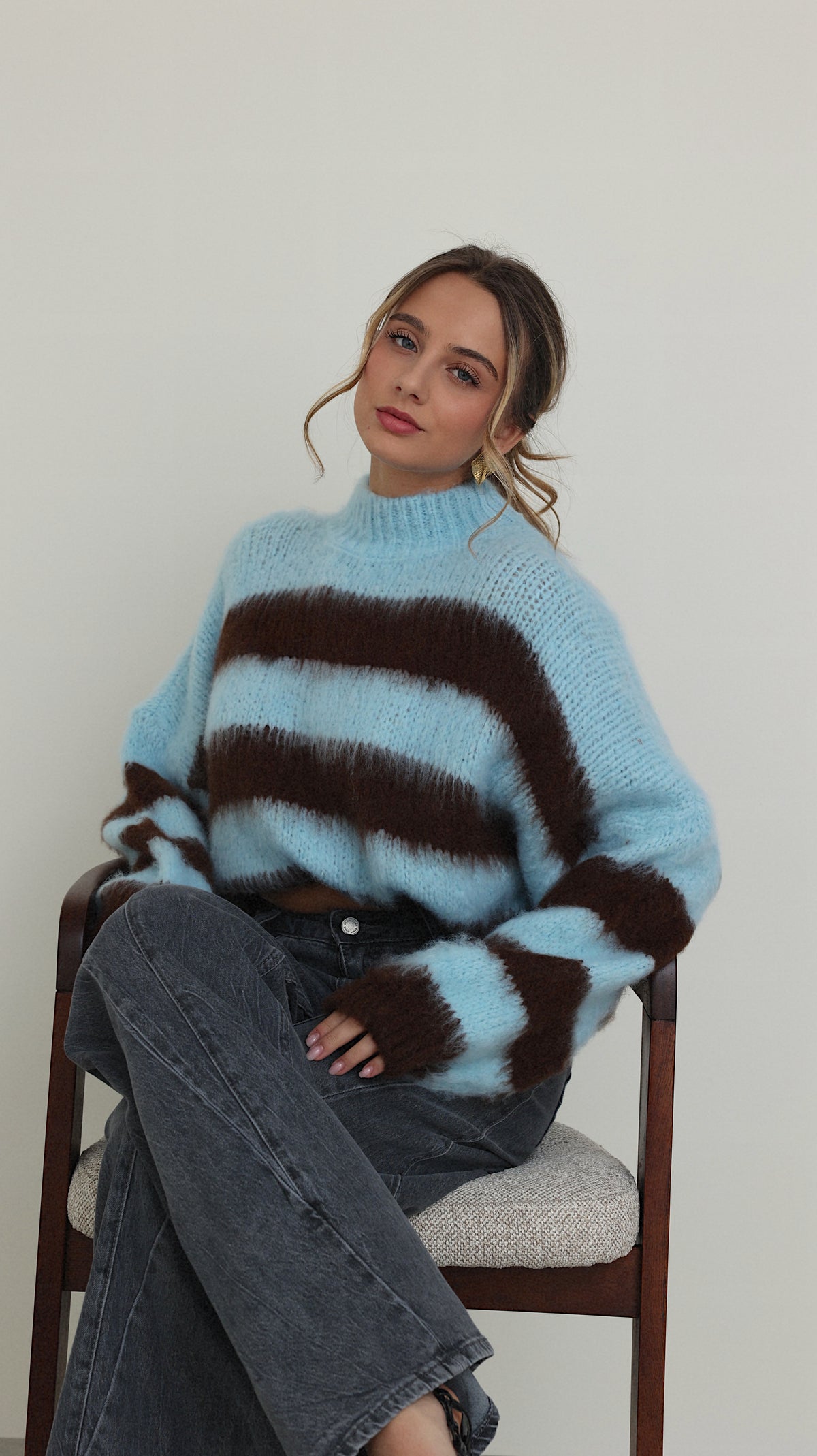 PULL AVA BLEU ET MARRON