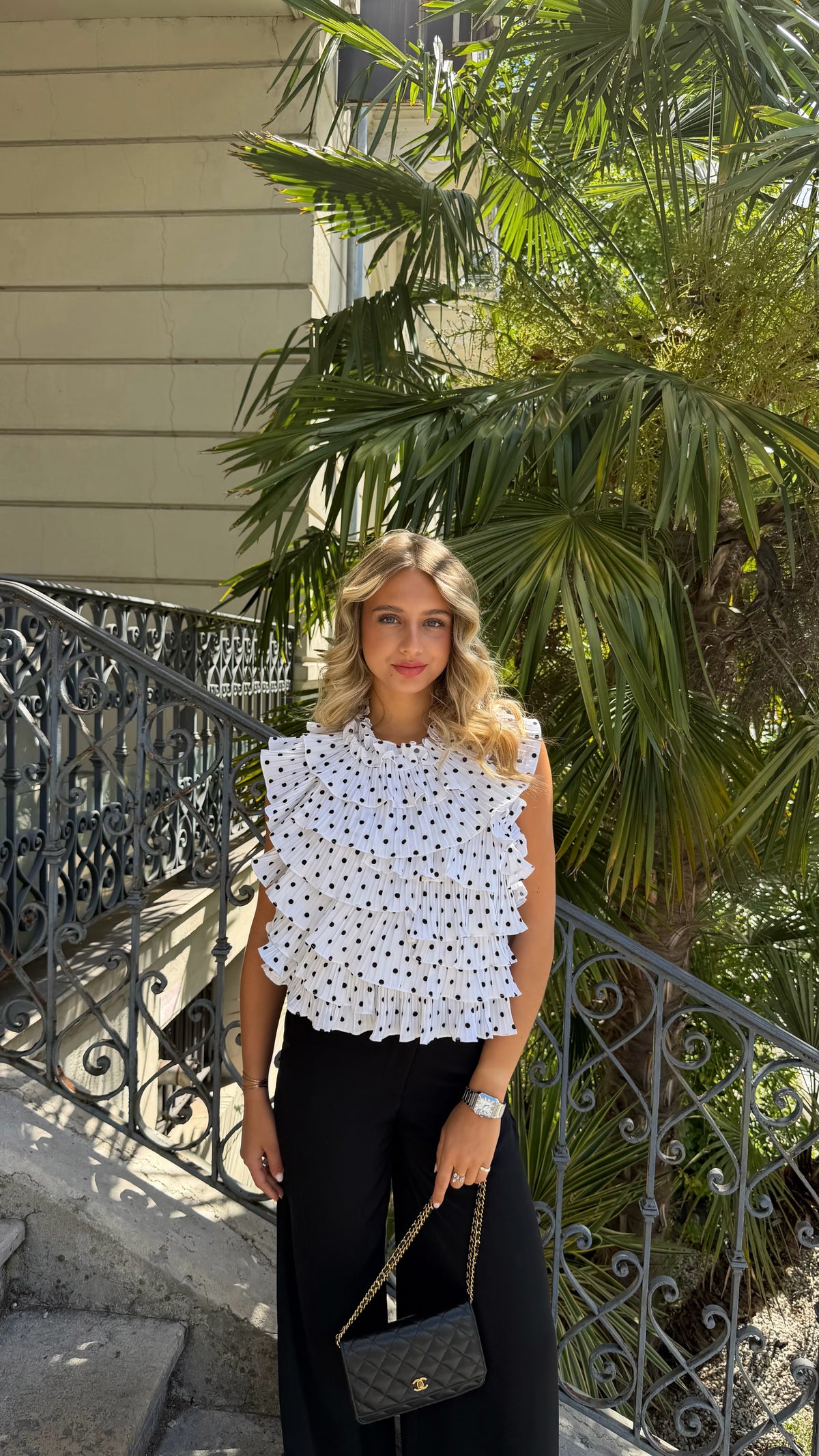 TOP BEA - WHITE BLACK POLKA DOT
