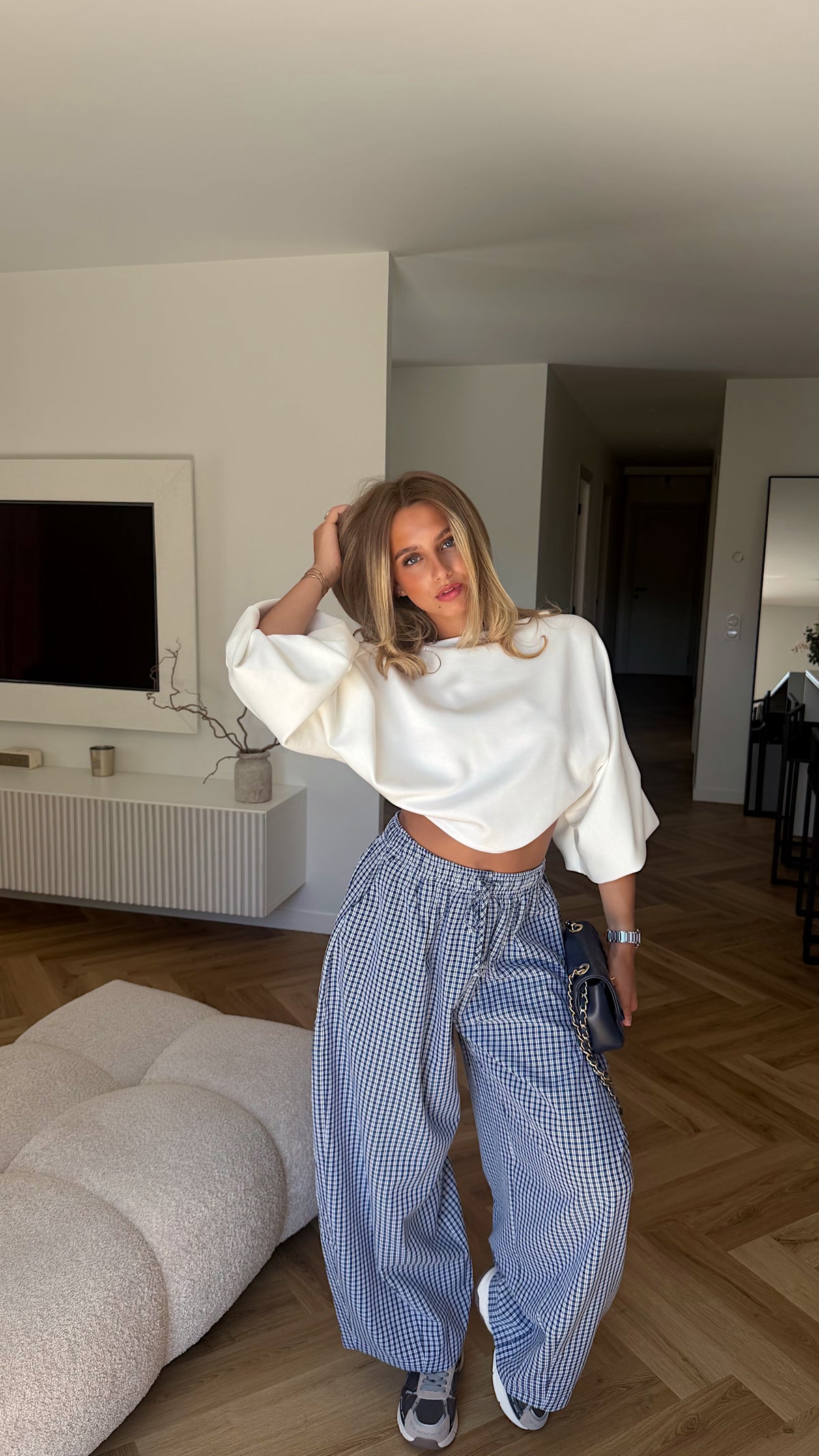 PANTALON VICHY - BLEU