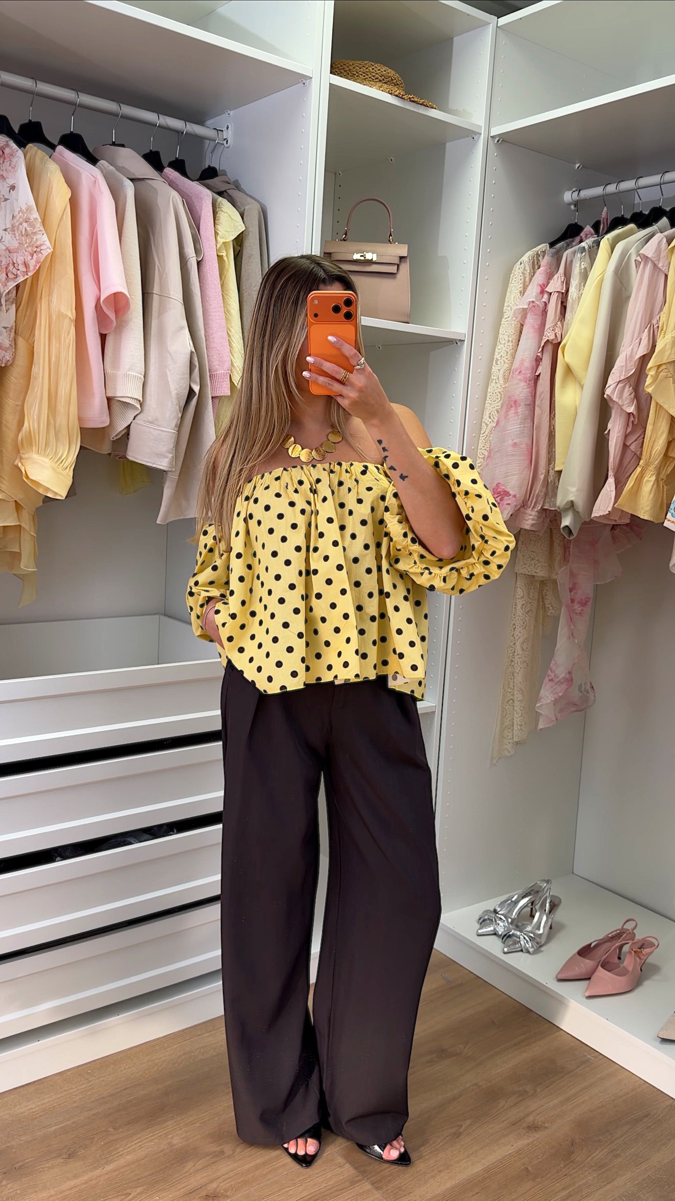 BLOUSE DOMI POIS - JAUNE