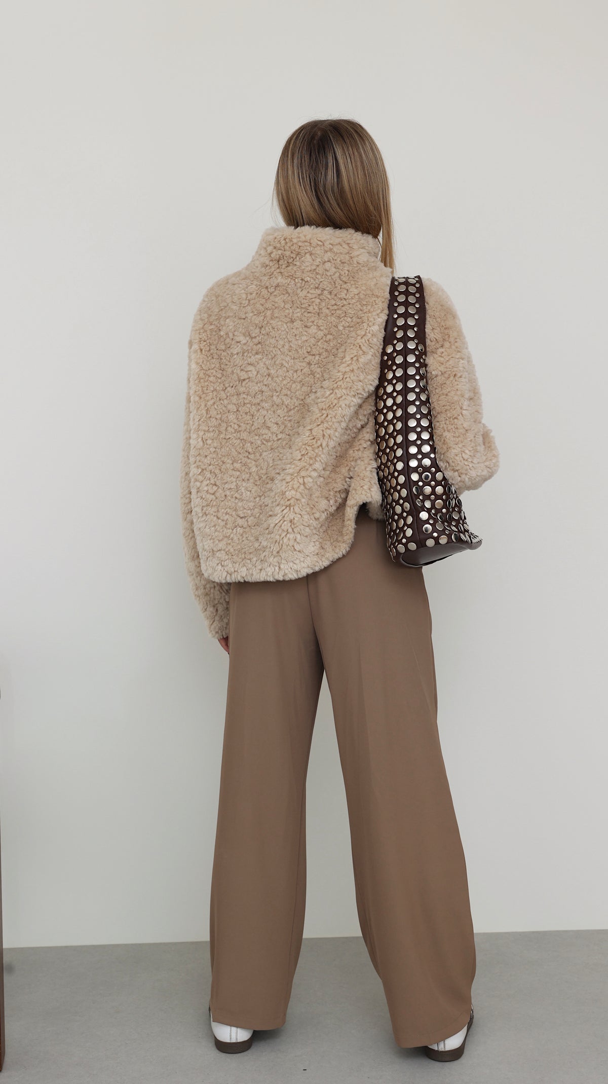 MIRELLE JACKET WITH HIGH COLLAR - BEIGE