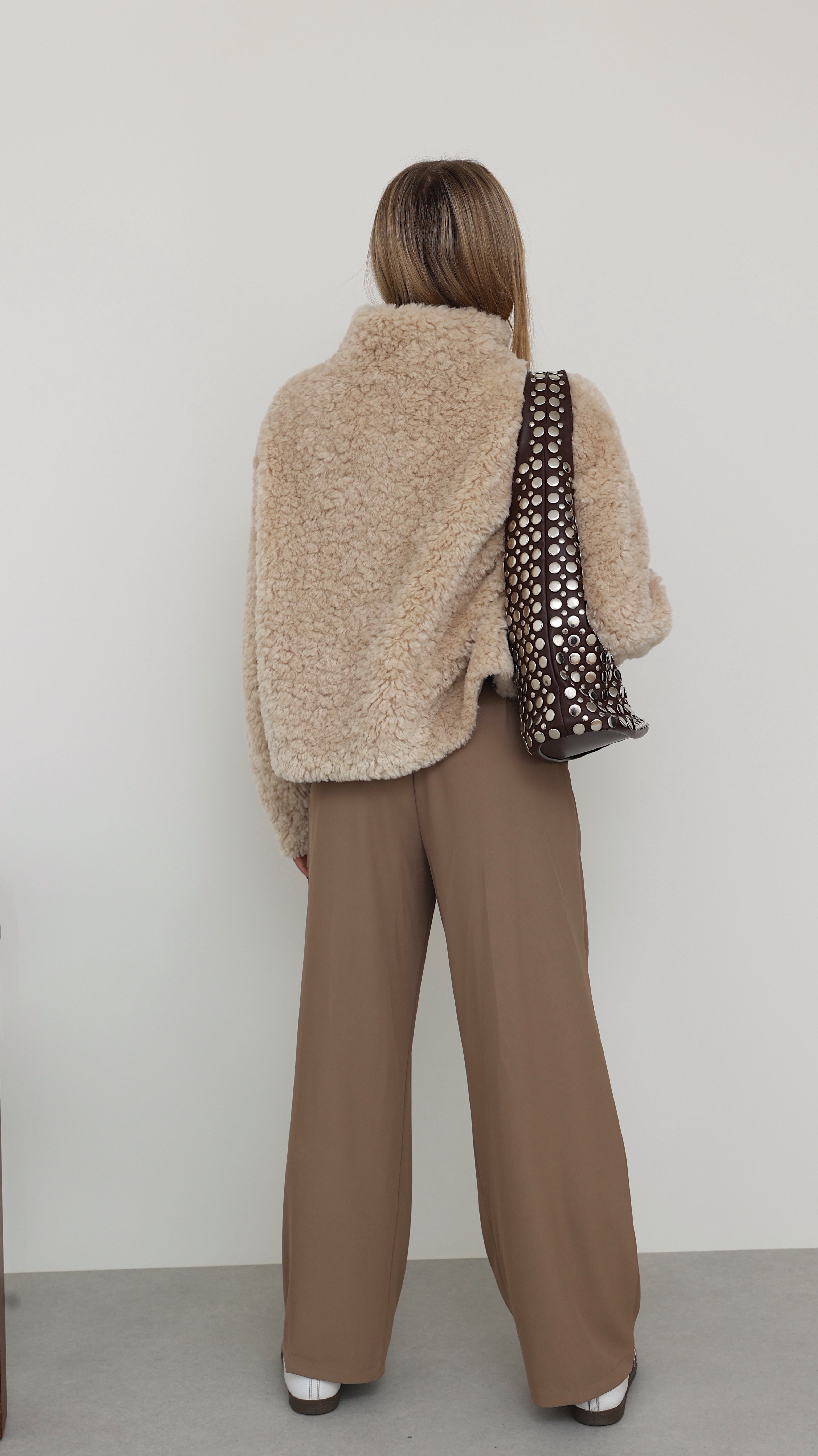 MIRELLE JACKET WITH HIGH COLLAR - BEIGE