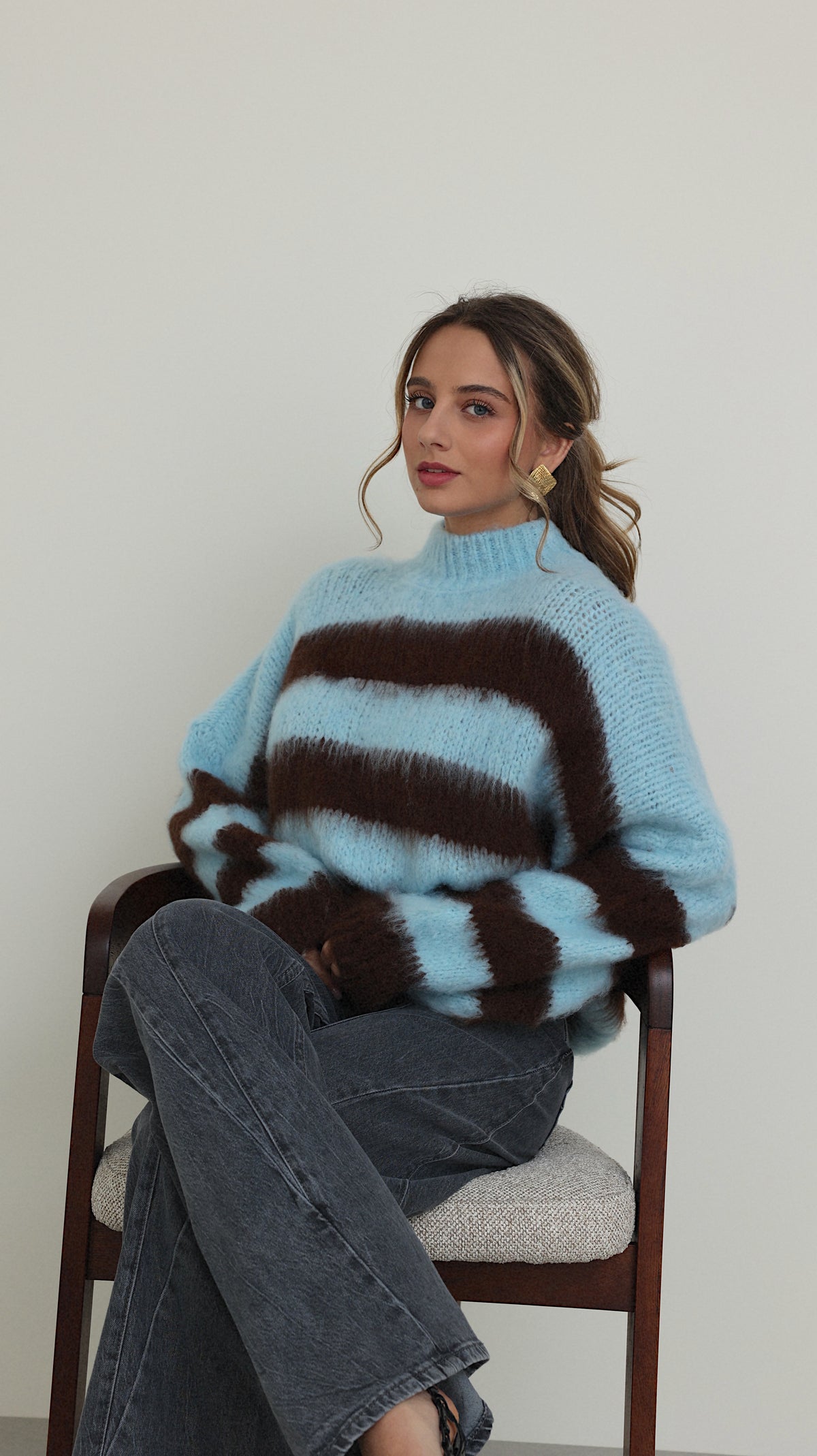 PULL AVA BLEU ET MARRON
