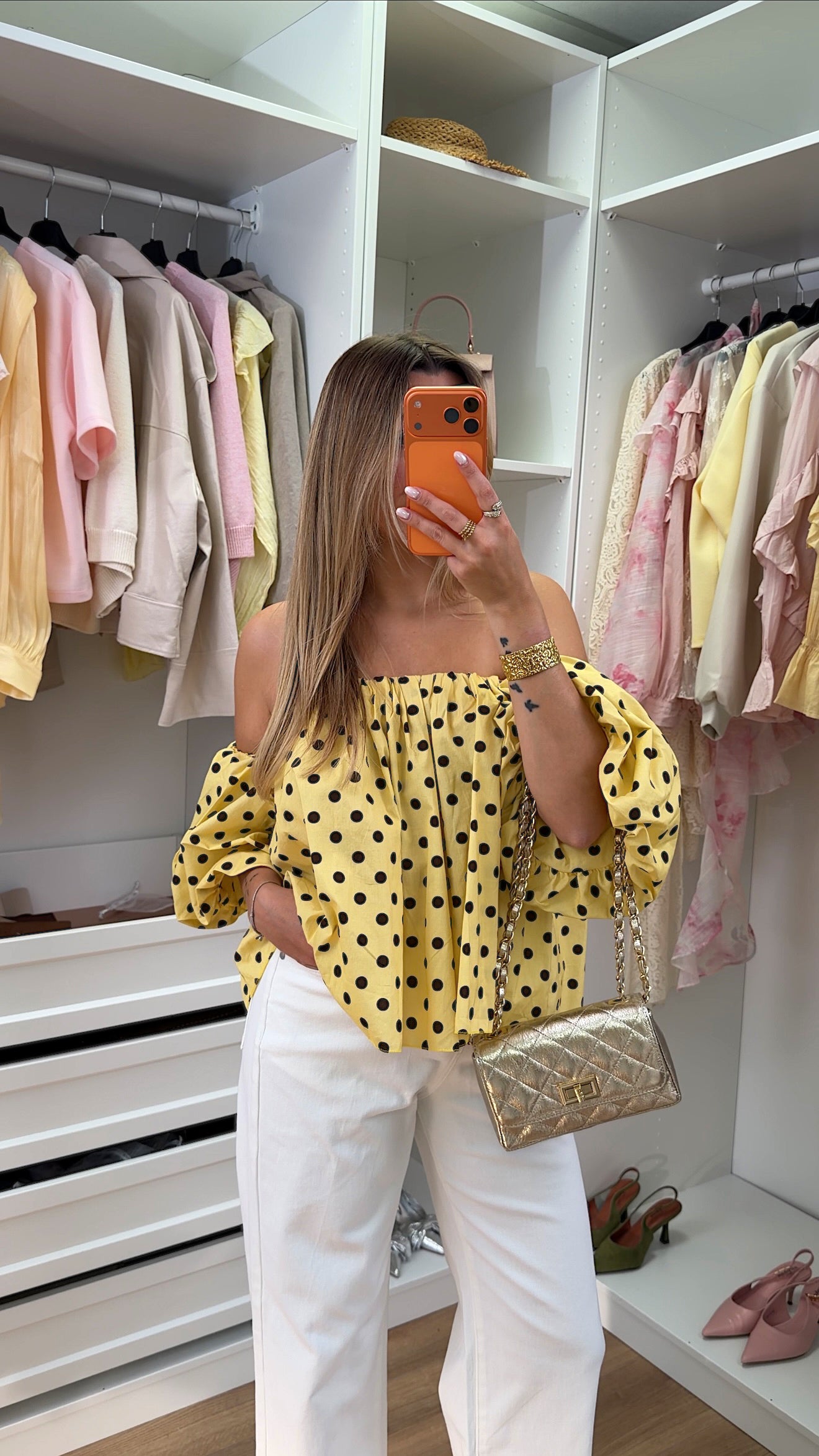 BLOUSE DOMI POIS - JAUNE