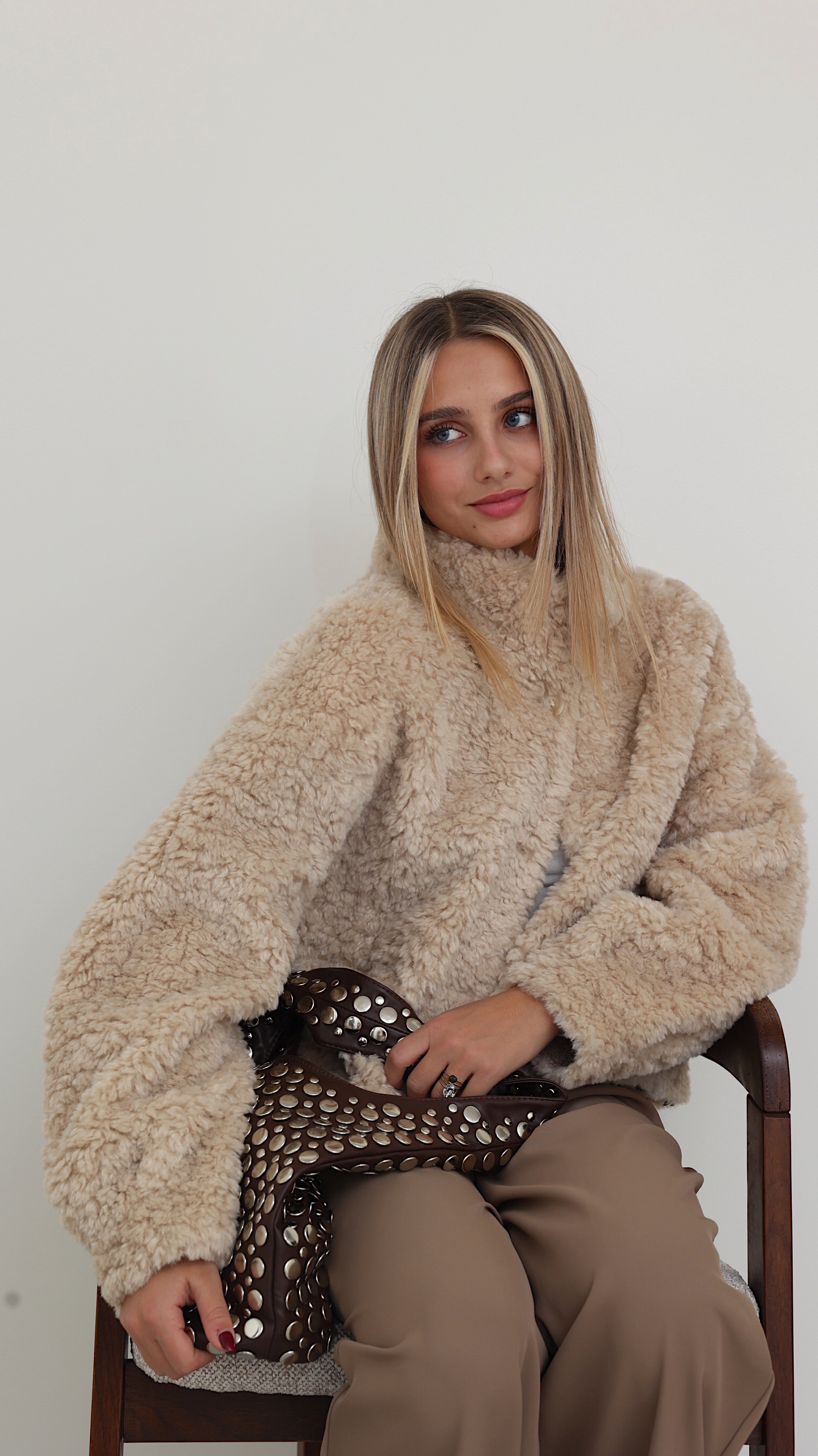 MIRELLE JACKET WITH HIGH COLLAR - BEIGE