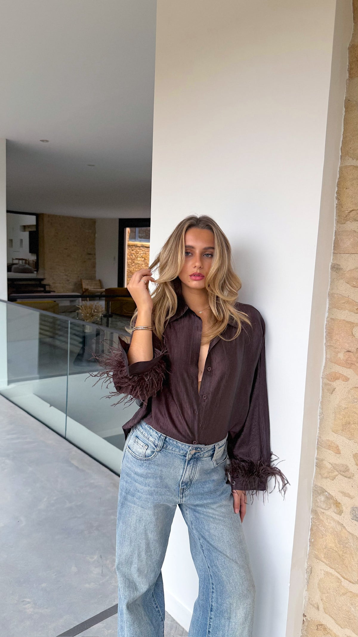 CHEMISE PLUME - CHOCO