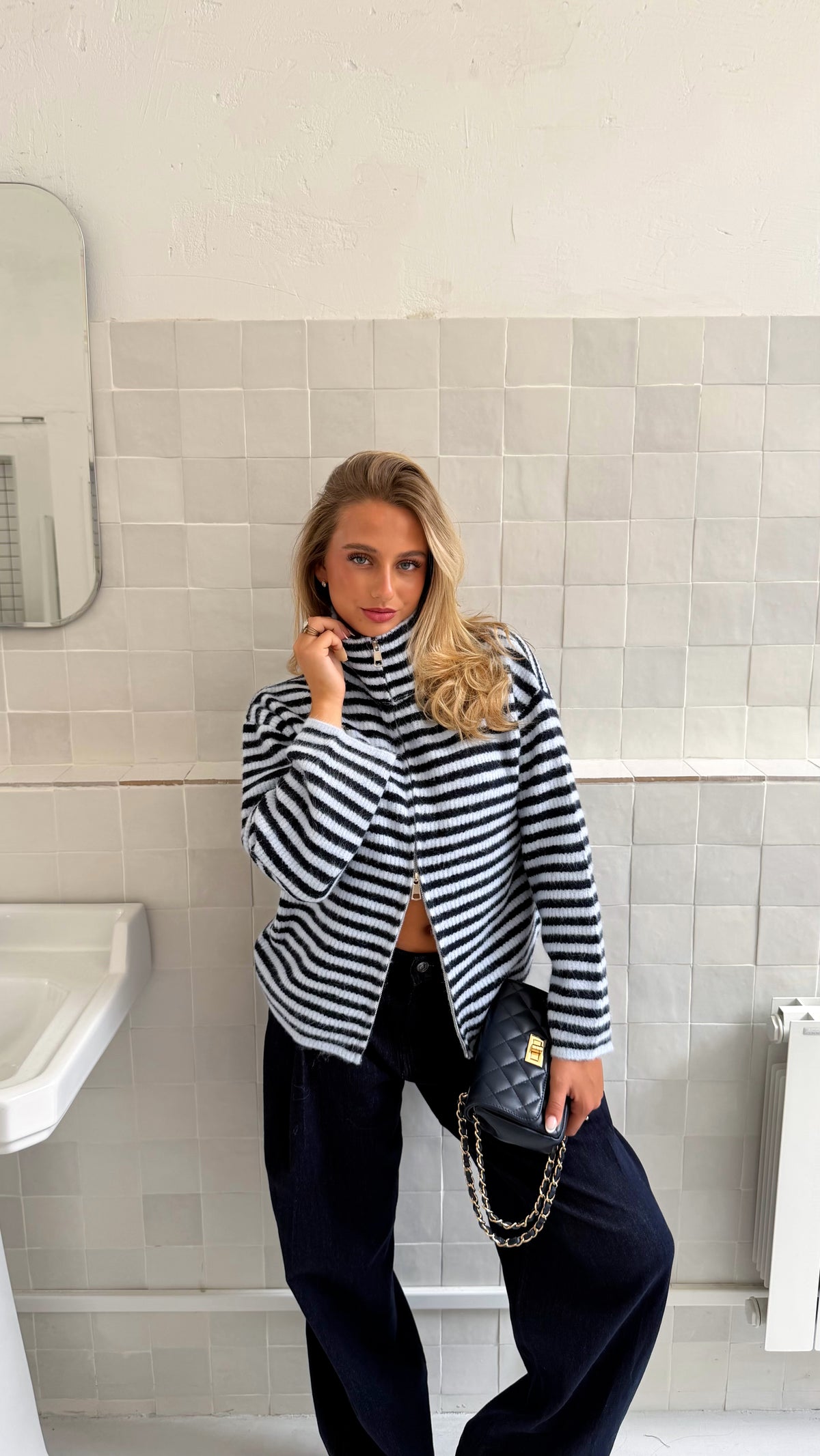 GILET IRENE - BLEU CLAIR ET BLEU MARINE