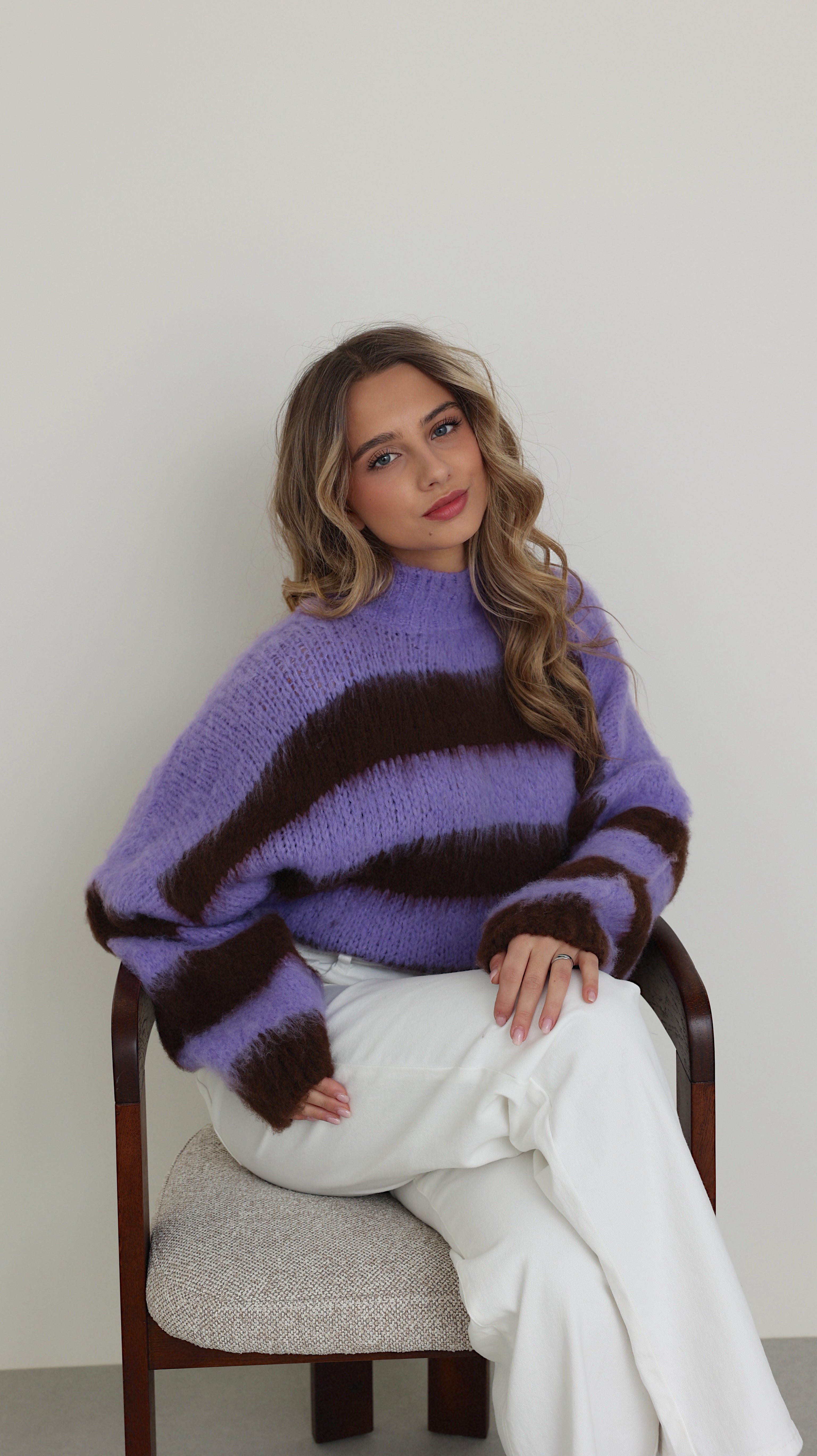 PULL AVA - VIOLET ET MARRON