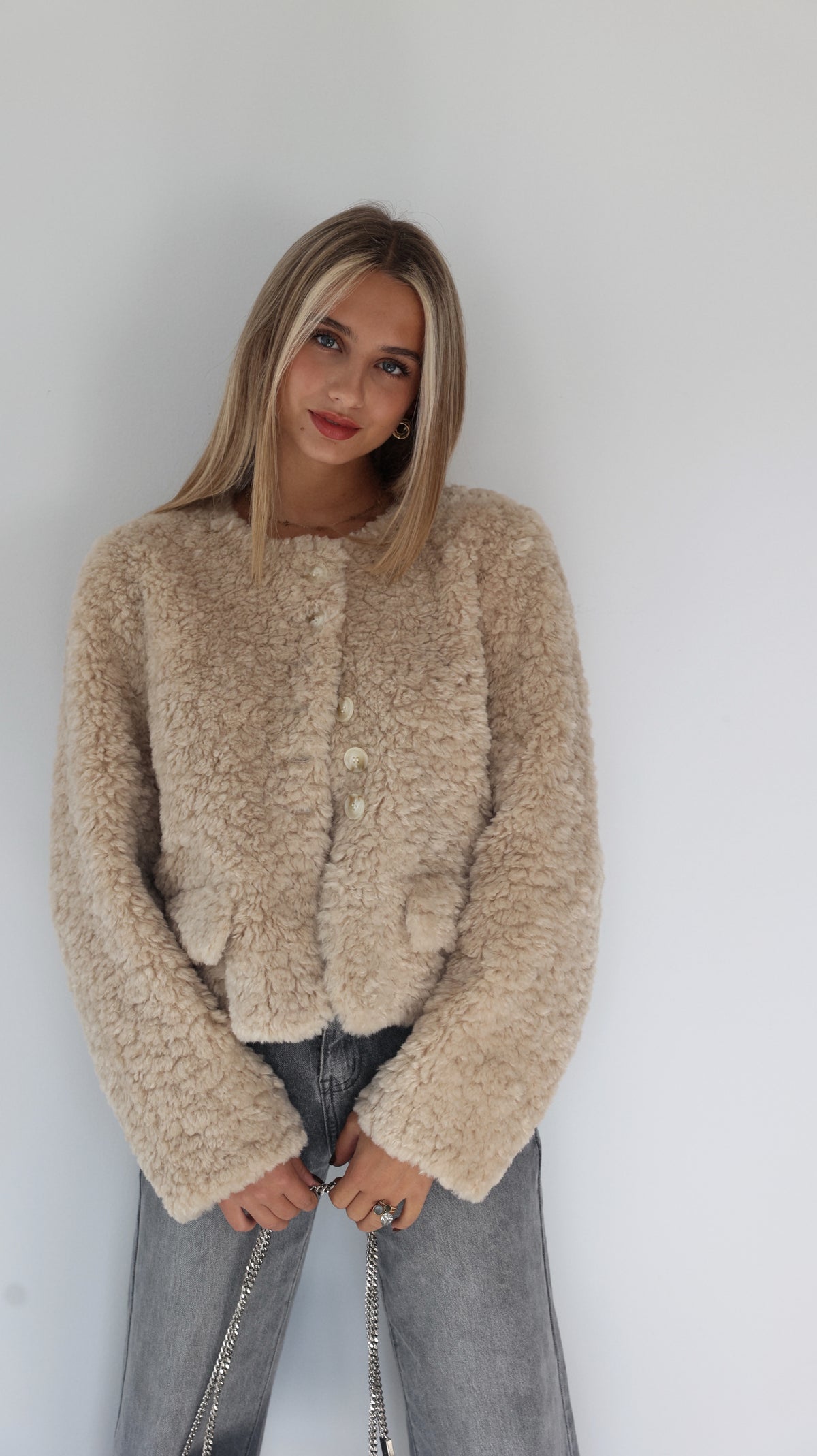VESTE MIRELLE COL ROND - BEIGE