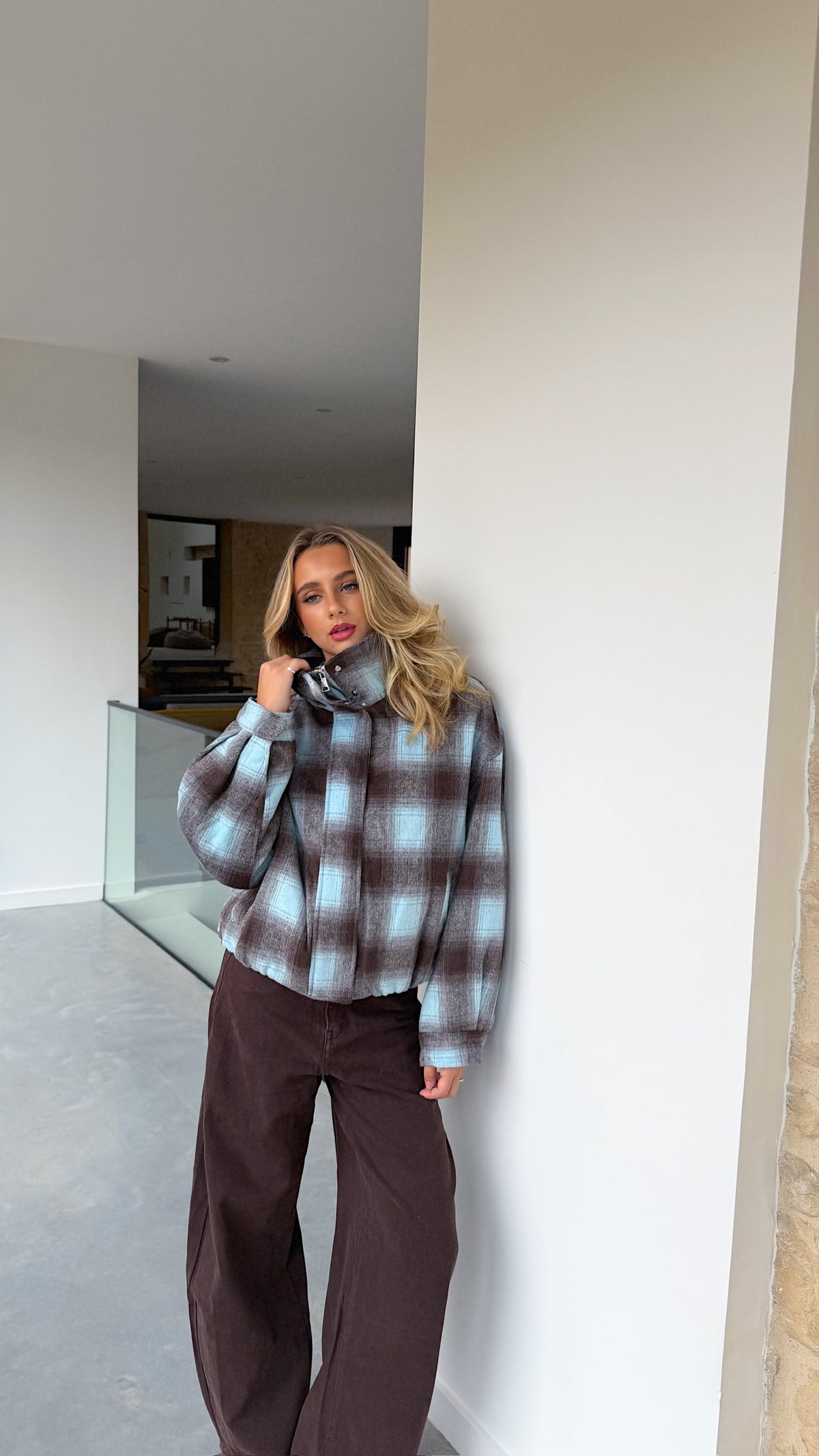 MANTEAU AMELIA - MARRON ET BLEU