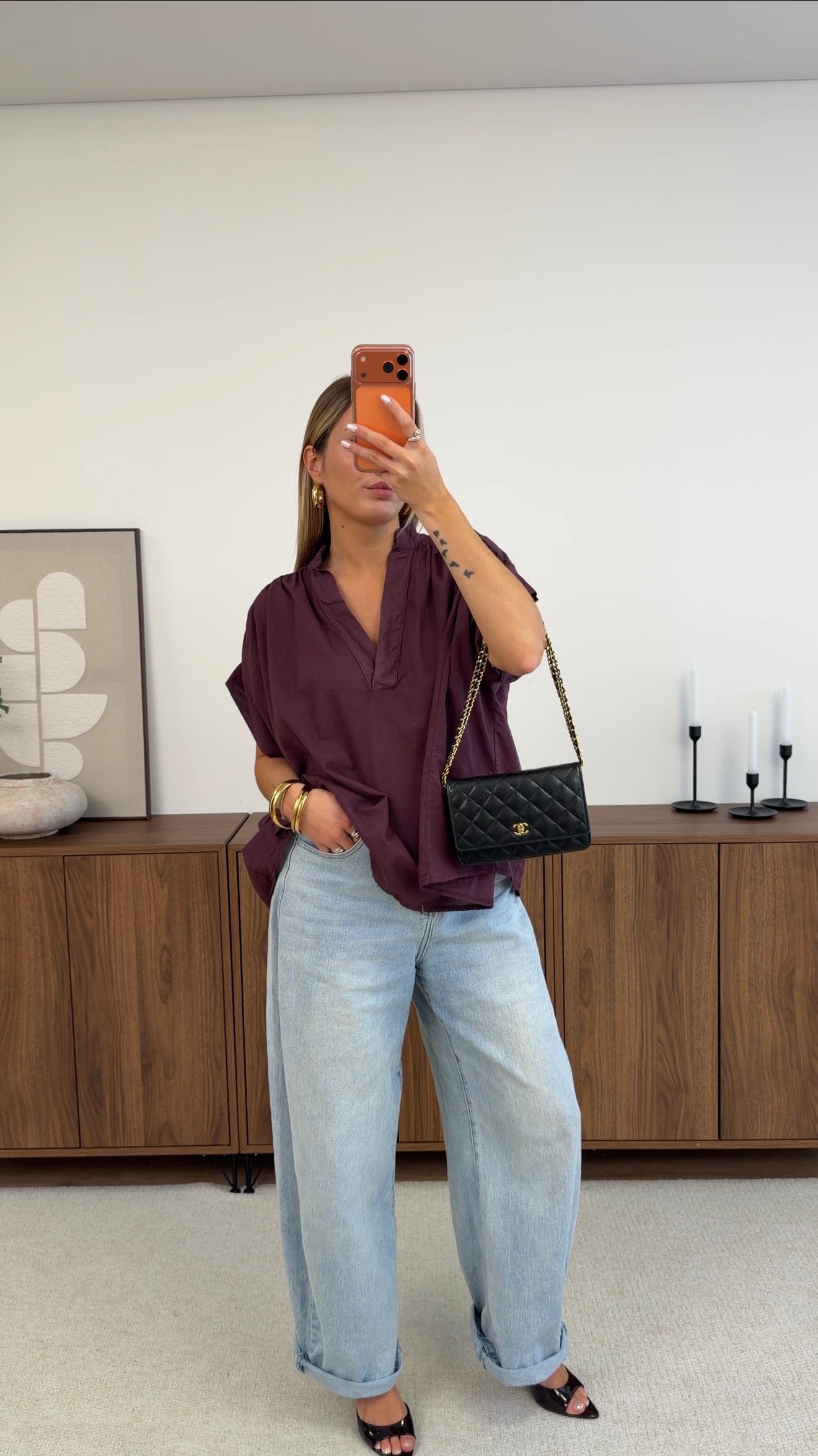 BLUSA DE MANGA CORTA CLÉA - CIRUELA