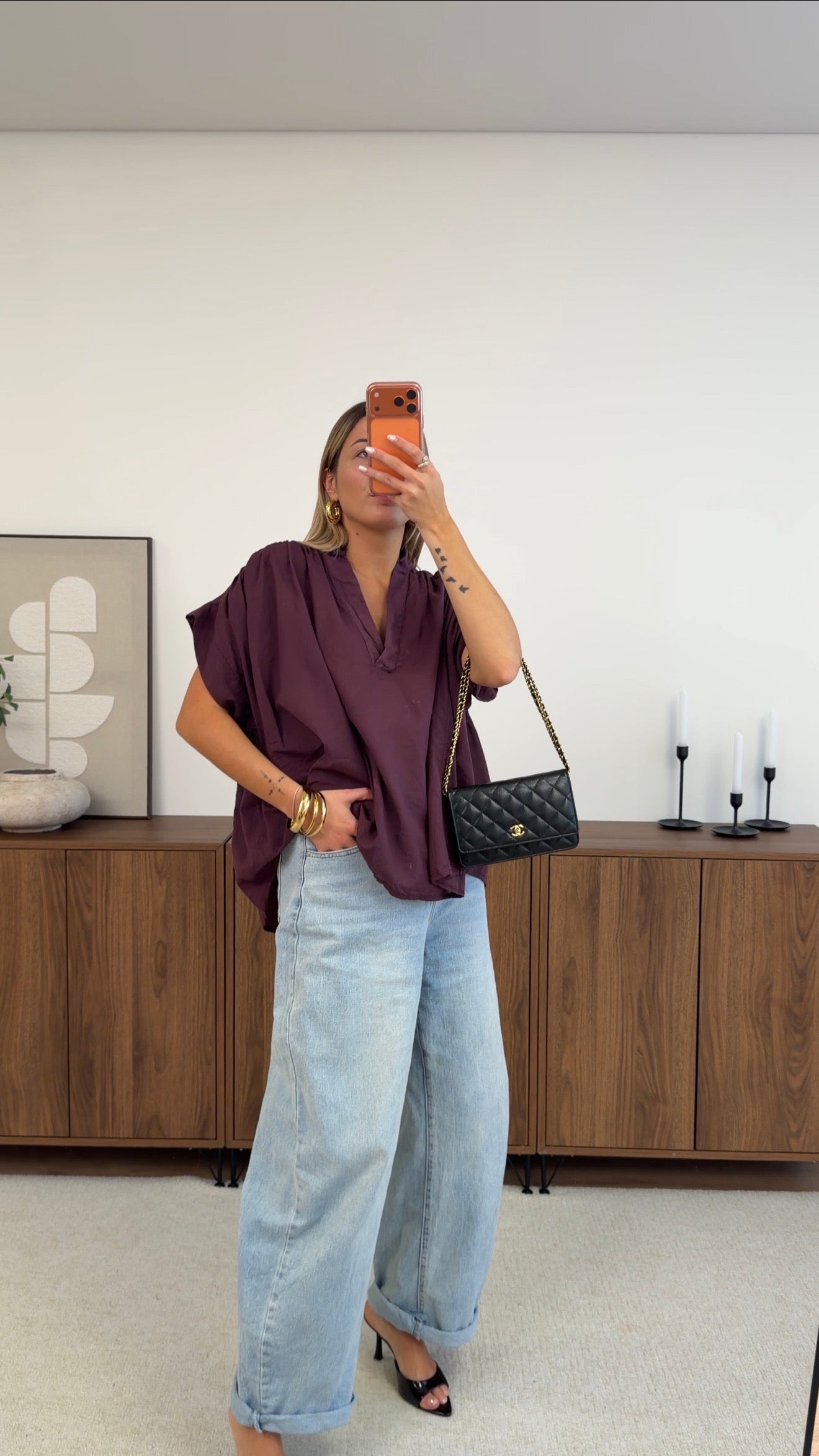 BLUSA DE MANGA CORTA CLÉA - CIRUELA